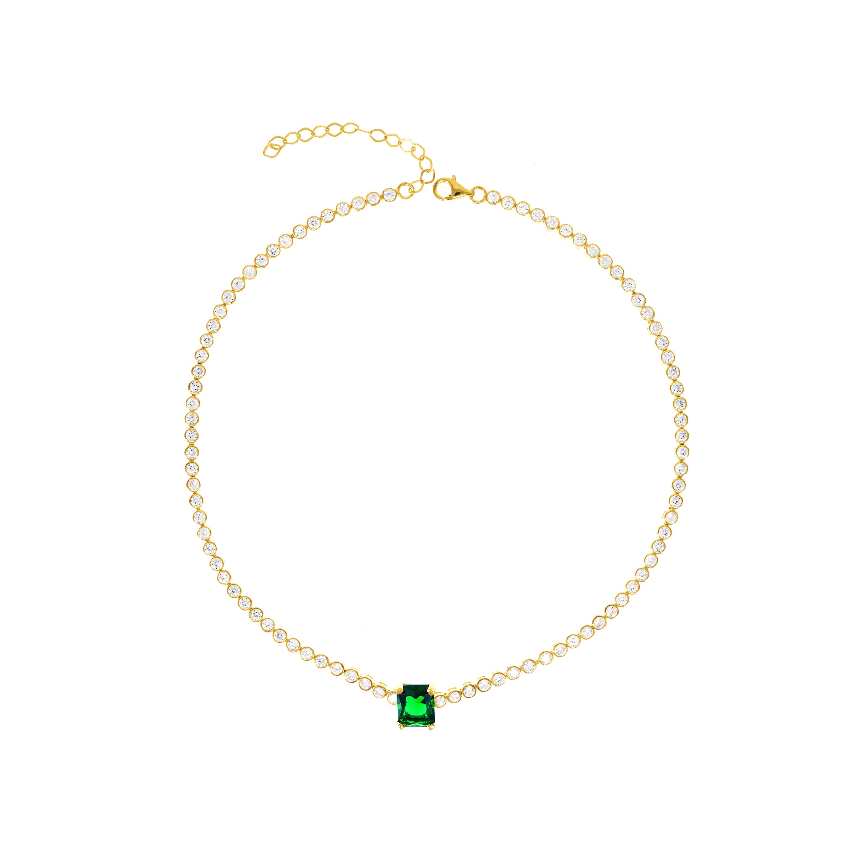 One Rectangle Round Bezel Tennis Choker