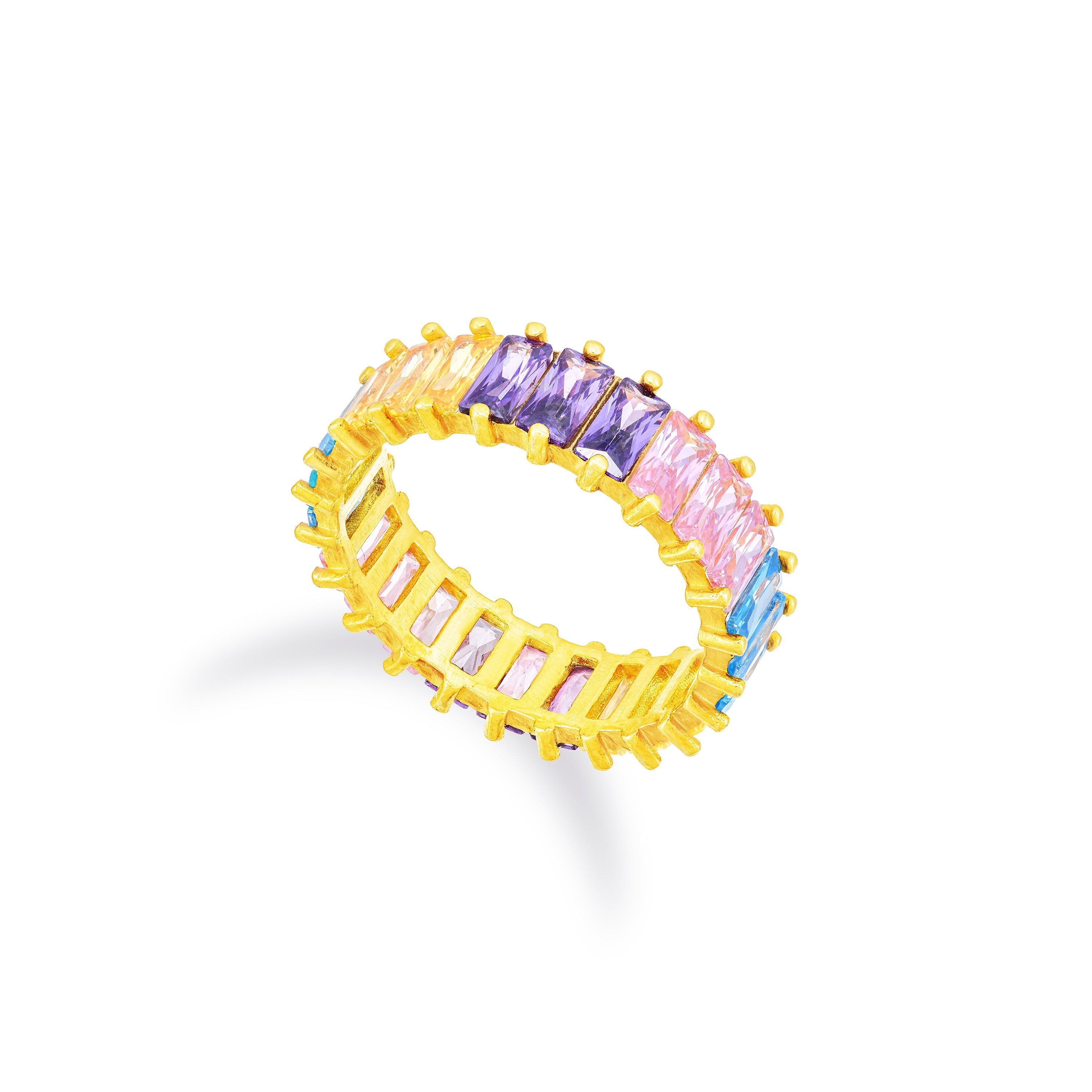 Pastel Baguette Ring - Gold Rainbow