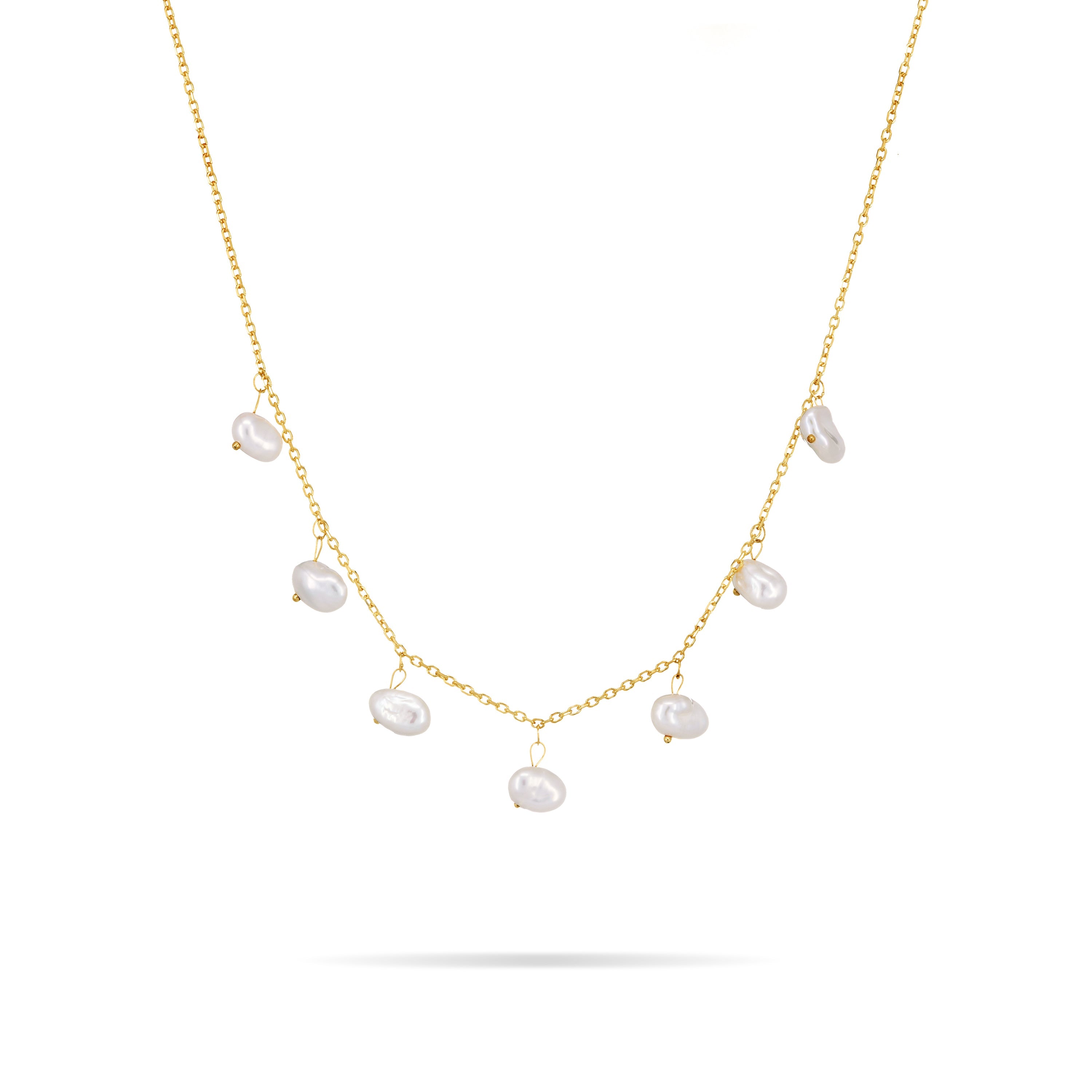 Pearl Droplet Chain Anklet - Gold