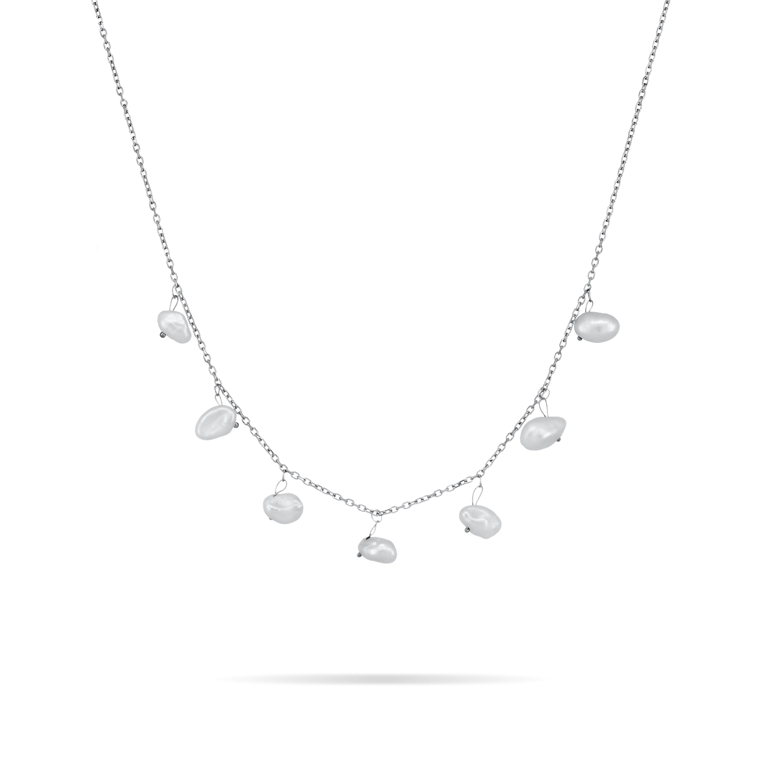 Pearl Droplet Chain Anklet - Silver