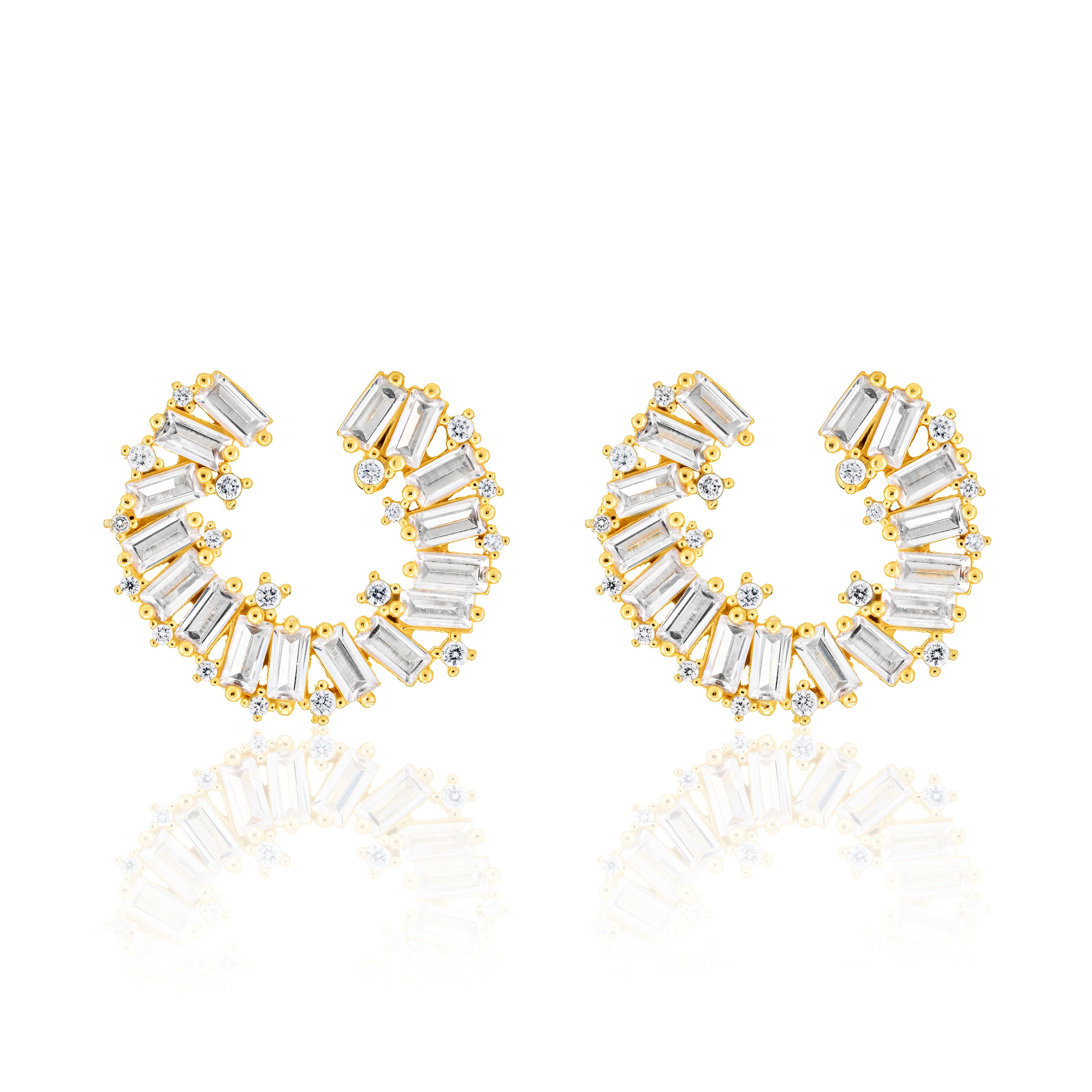 Small Baguette Spiral Earrings
