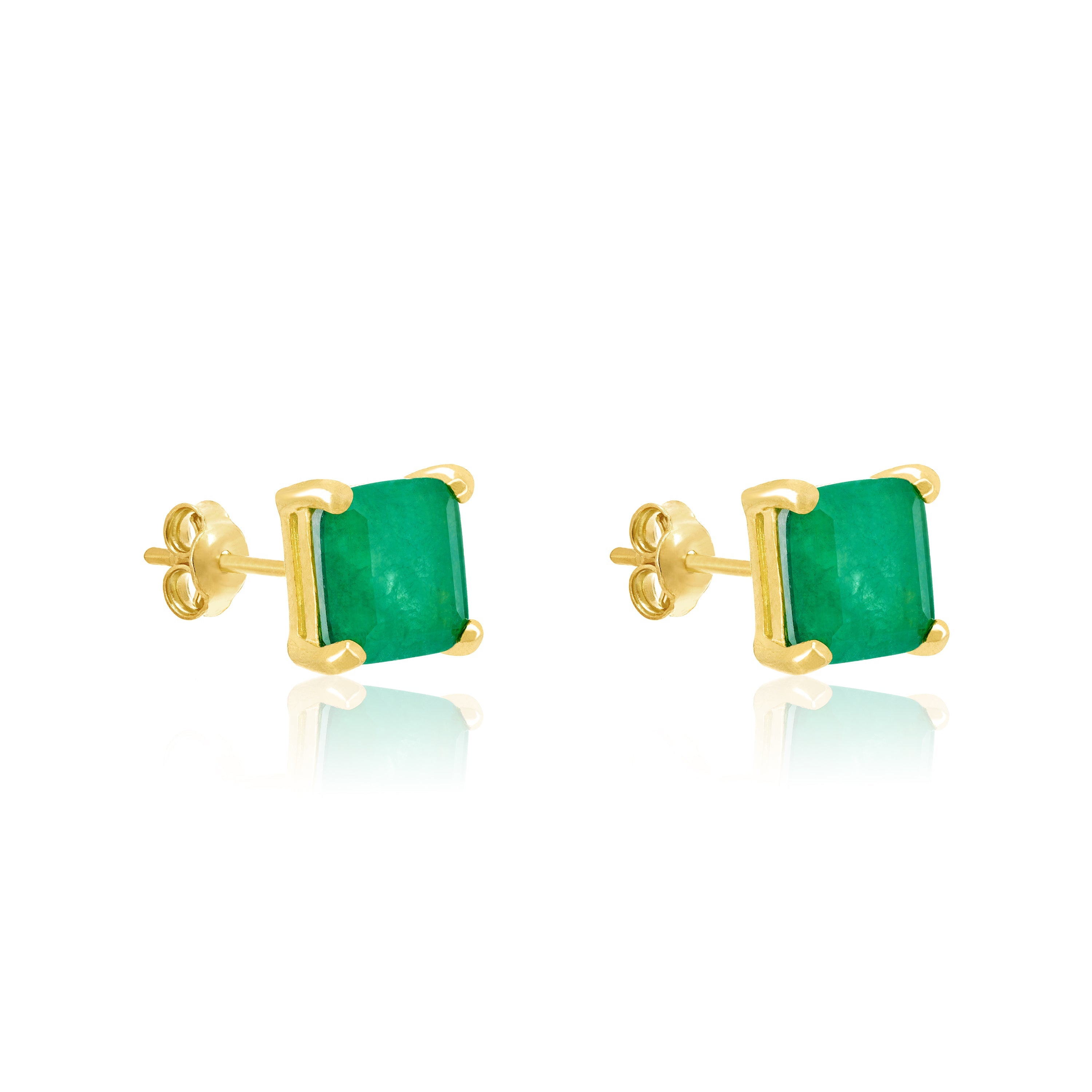 Square Stud Earrings - Gold Green Matt