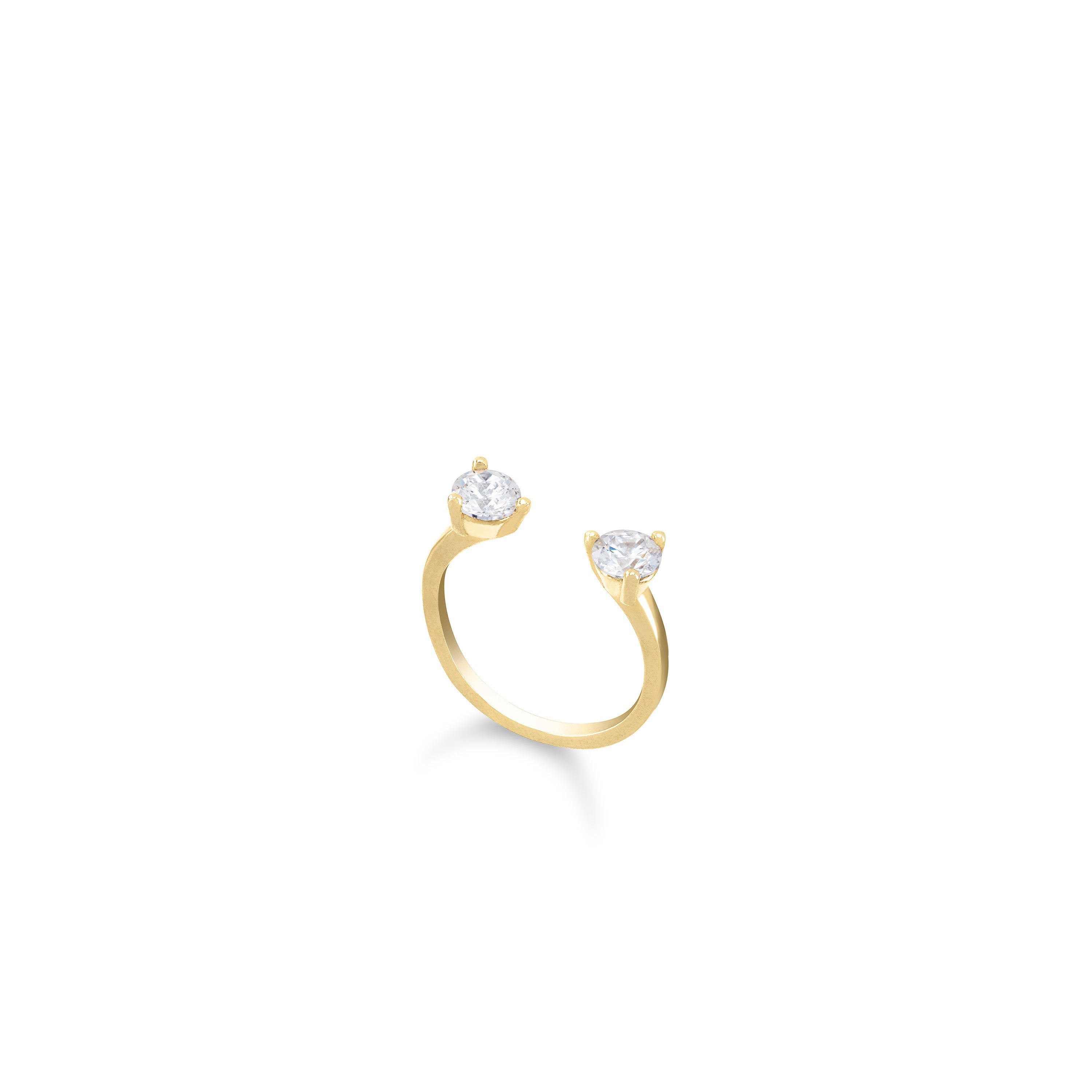 Two Stone Open Pinky Ring - Gold White