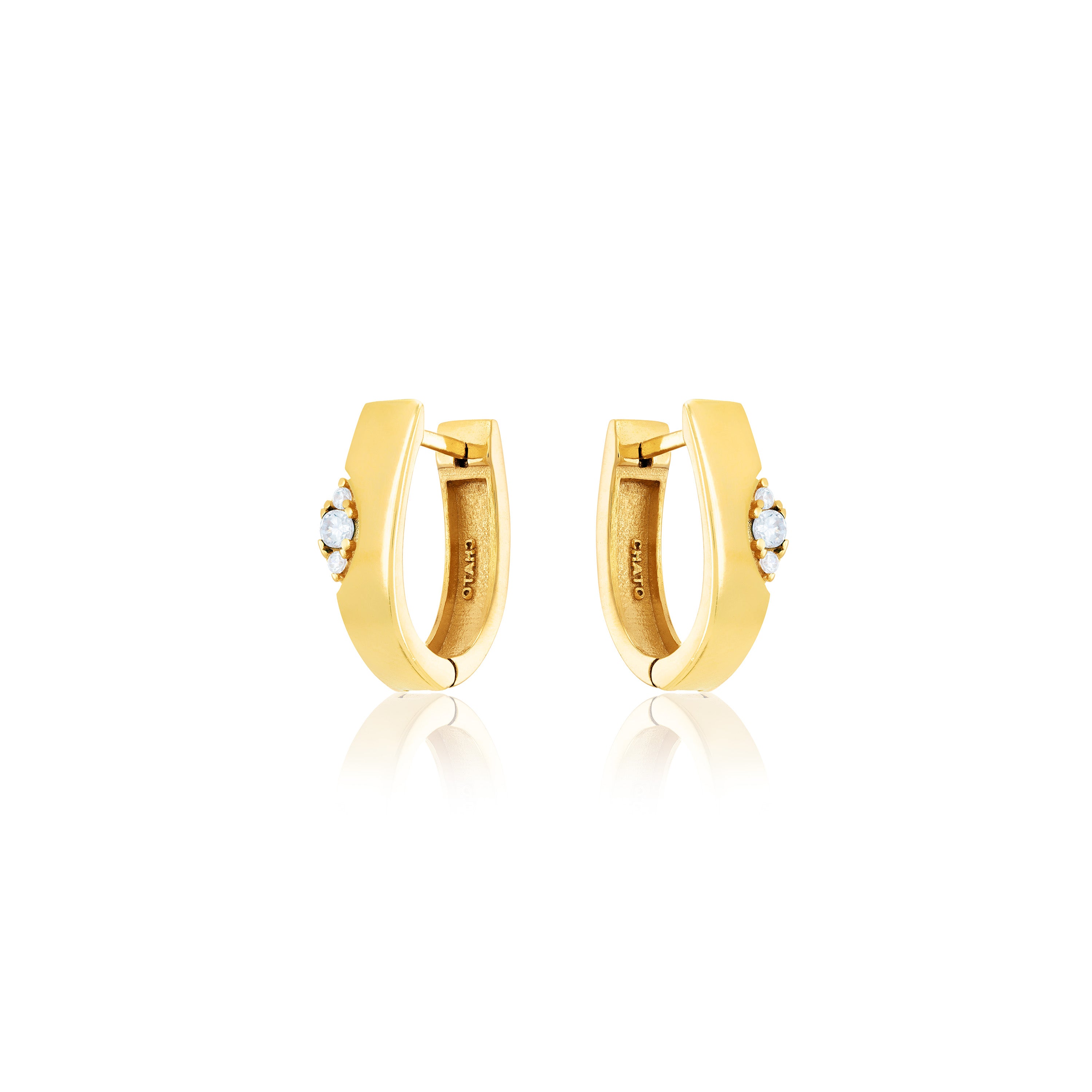Asymmetrical Marquise Illusion Hoop Earrings - Gold White