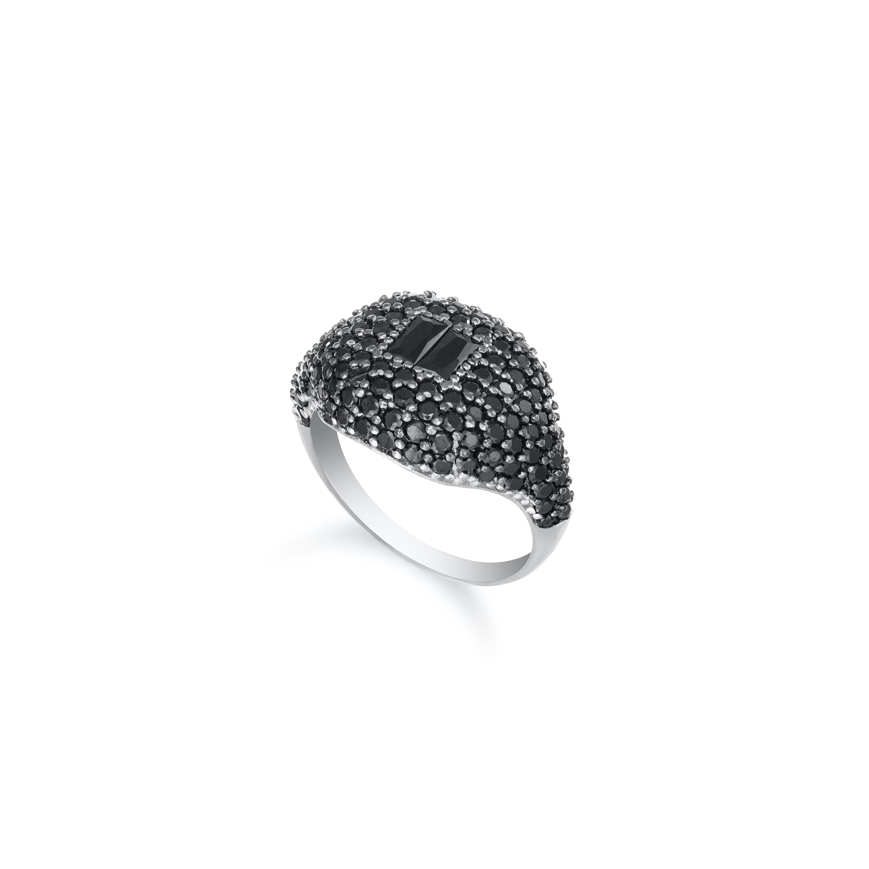 Baguette Centered Cubic Zirconia Dome Pinky Ring - Colored