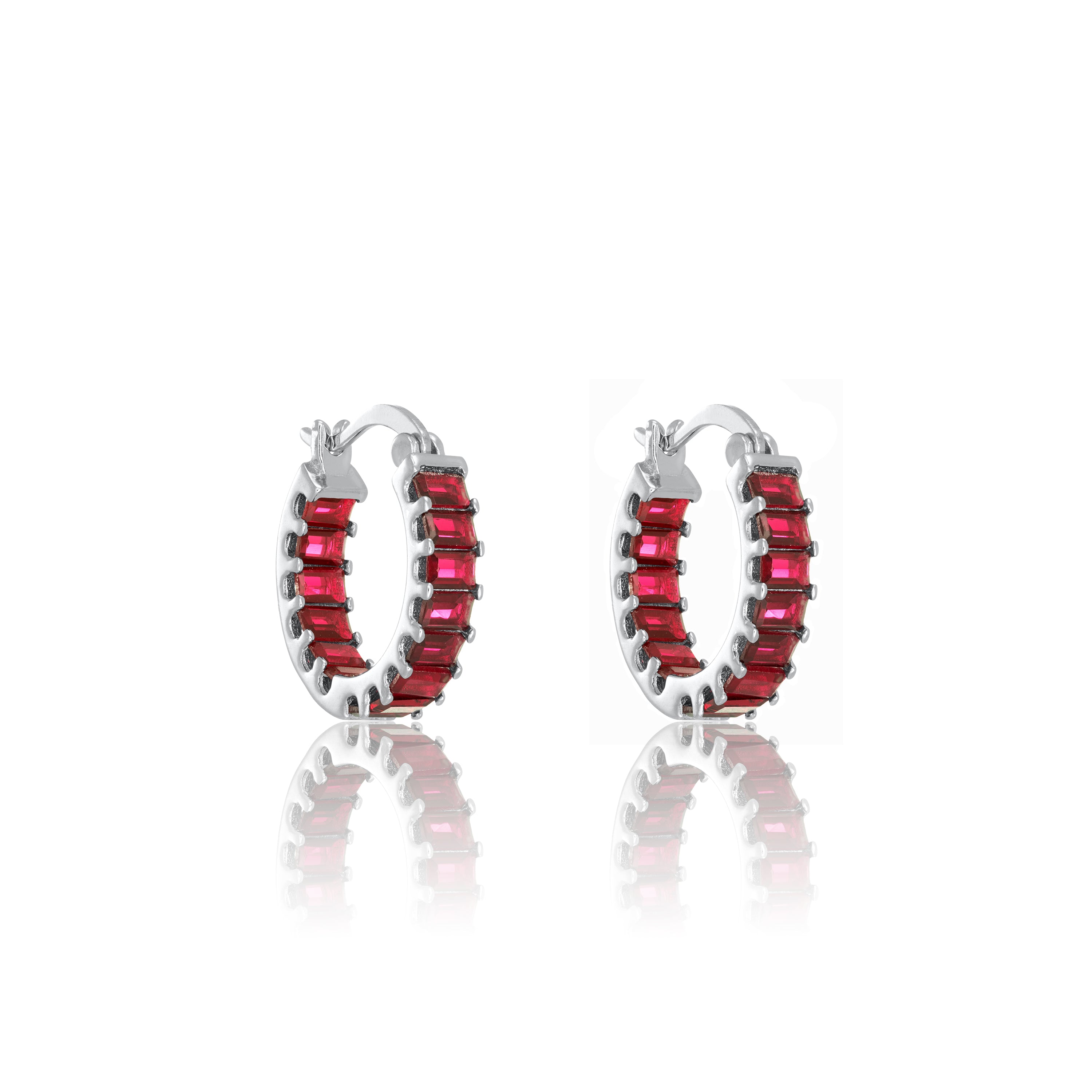 Baguette Cut Inside-Out Hoop Earrings