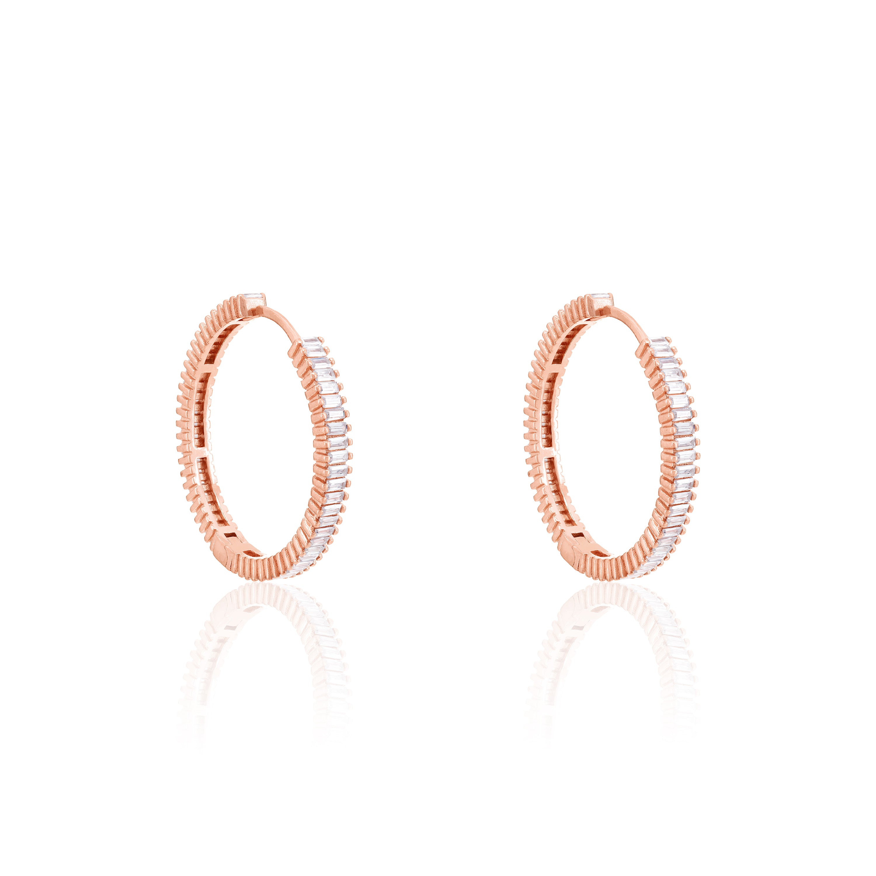 Baguette Eternity Hoop Earrings