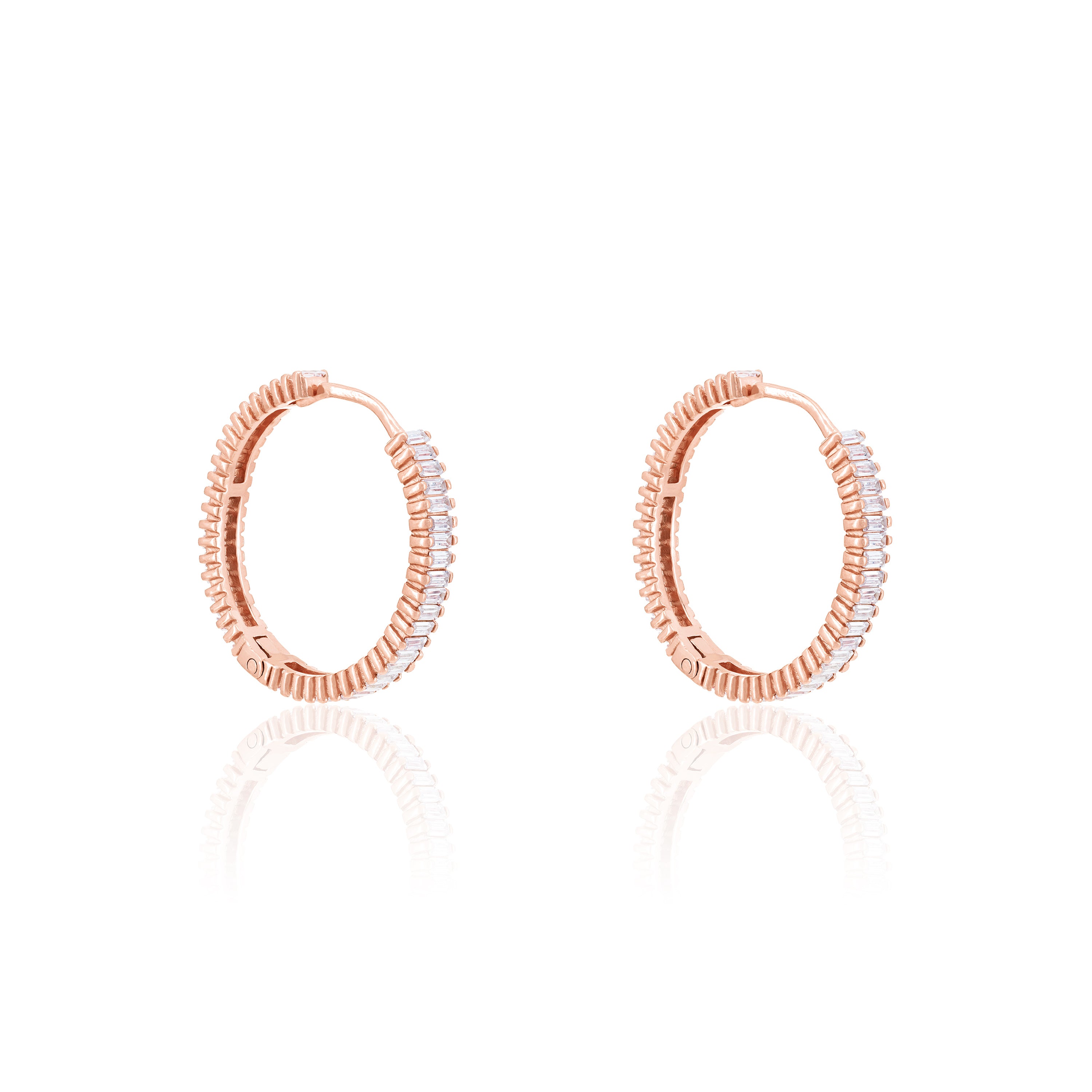 Baguette Eternity Hoop Earrings