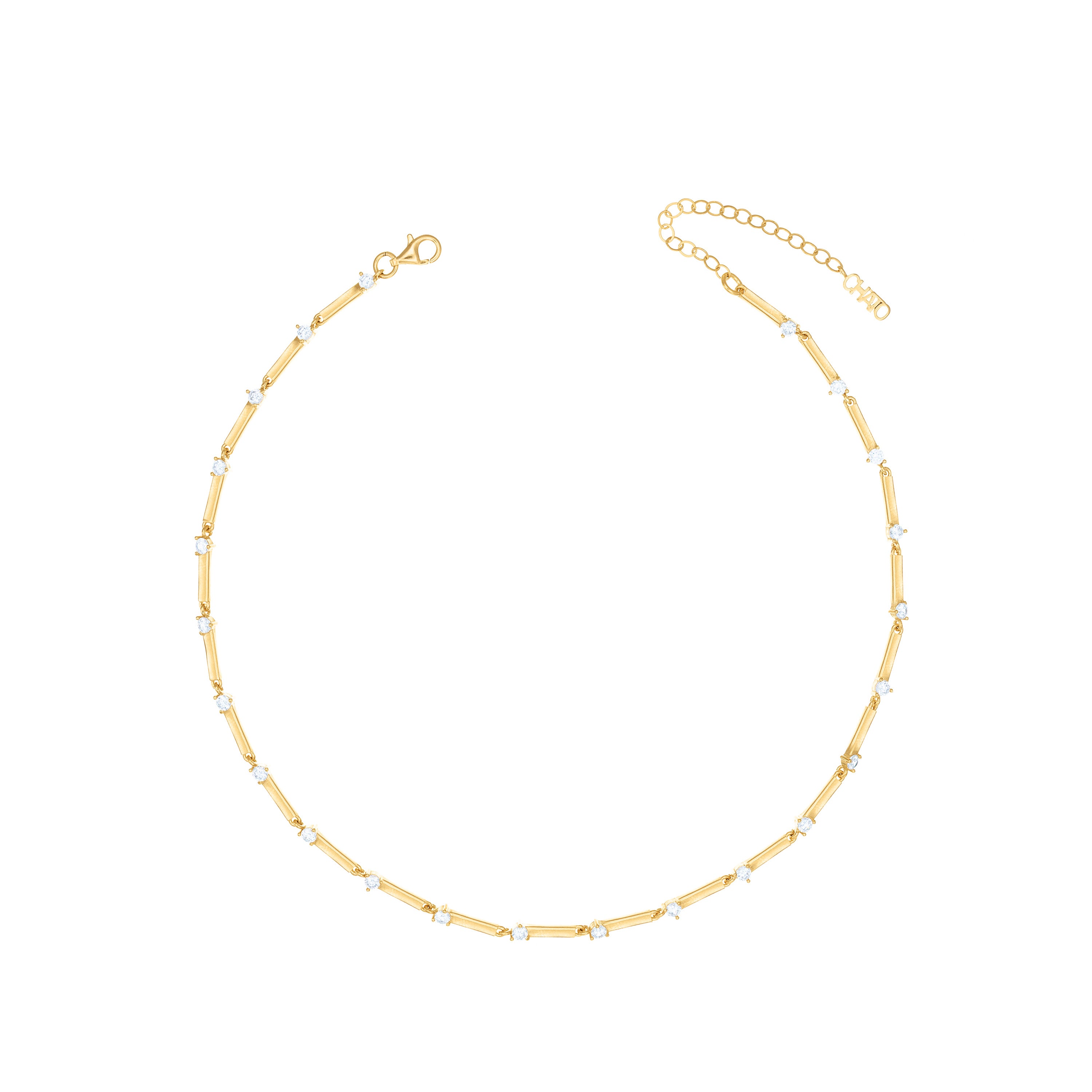 Bar Link Cz Choker - Gold White
