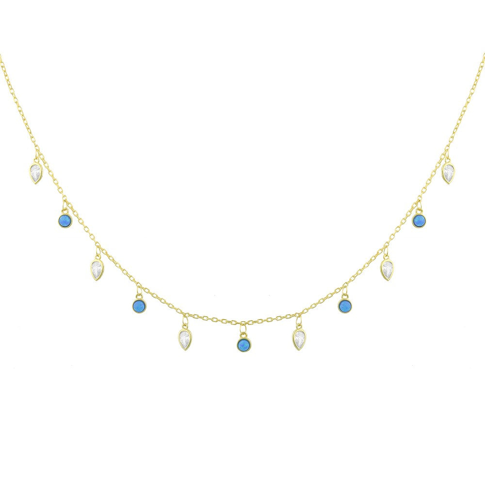 Bezel And Teardrop Droplets Choker