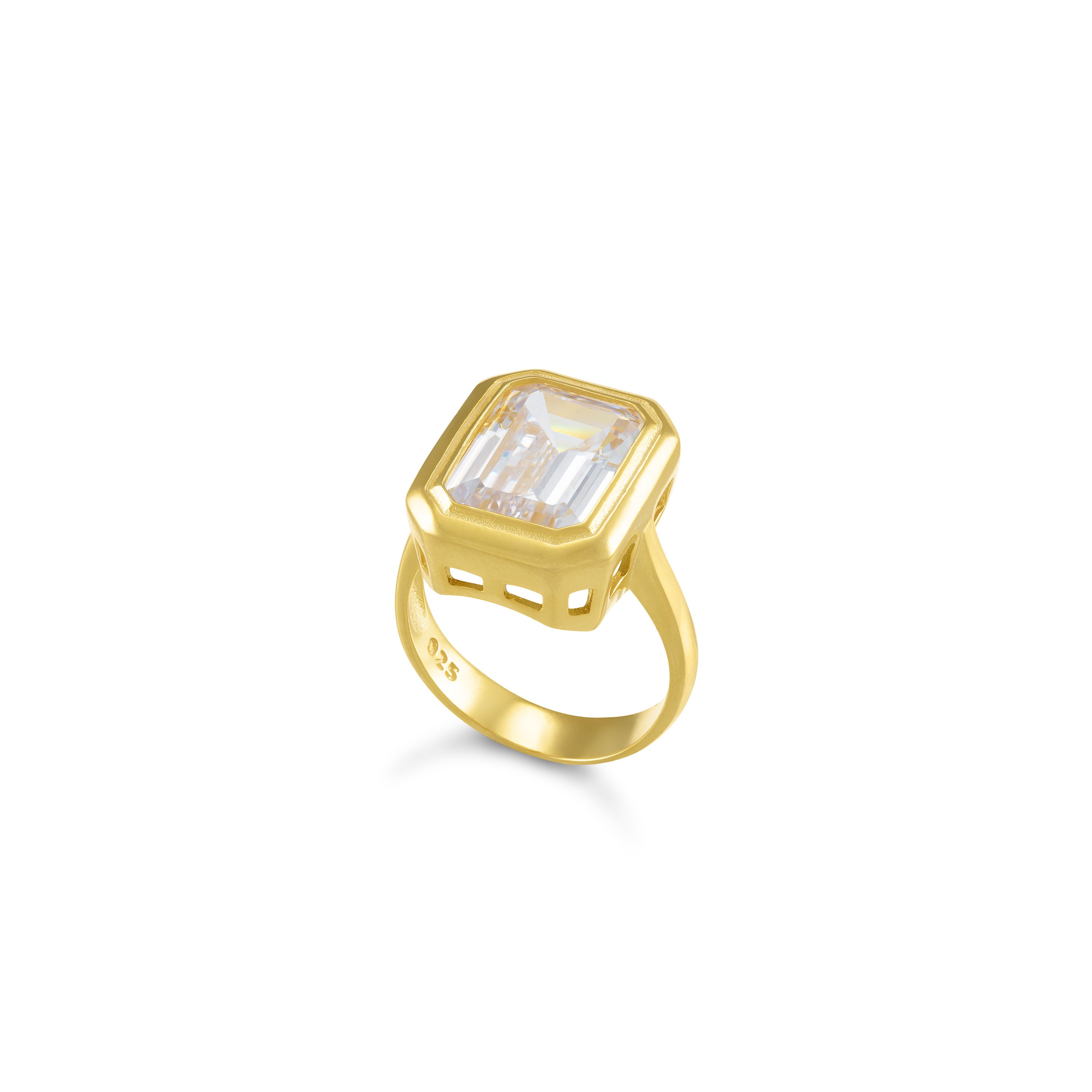 Bezel Emerald Cut Ring