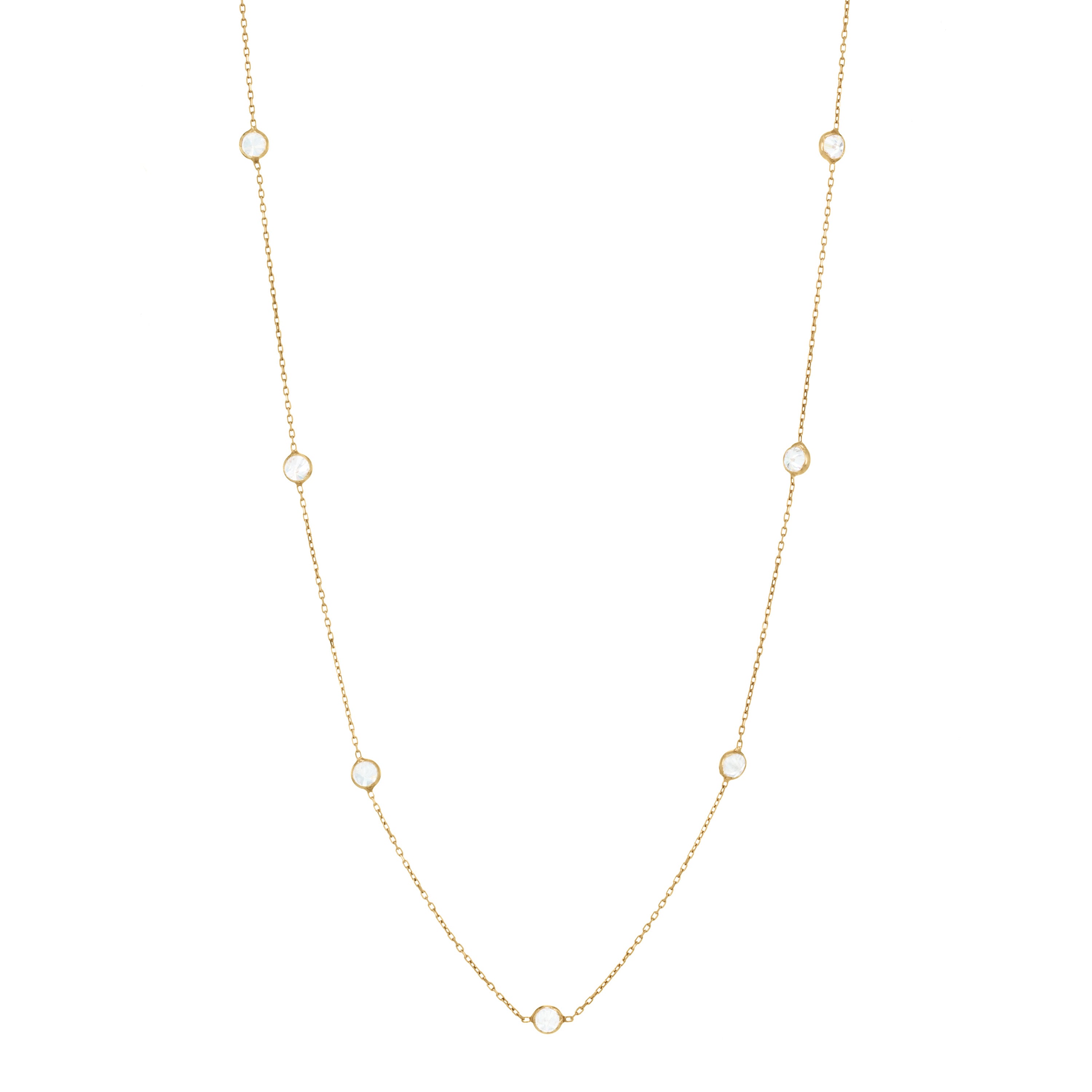 Bezel Long Chain Necklace