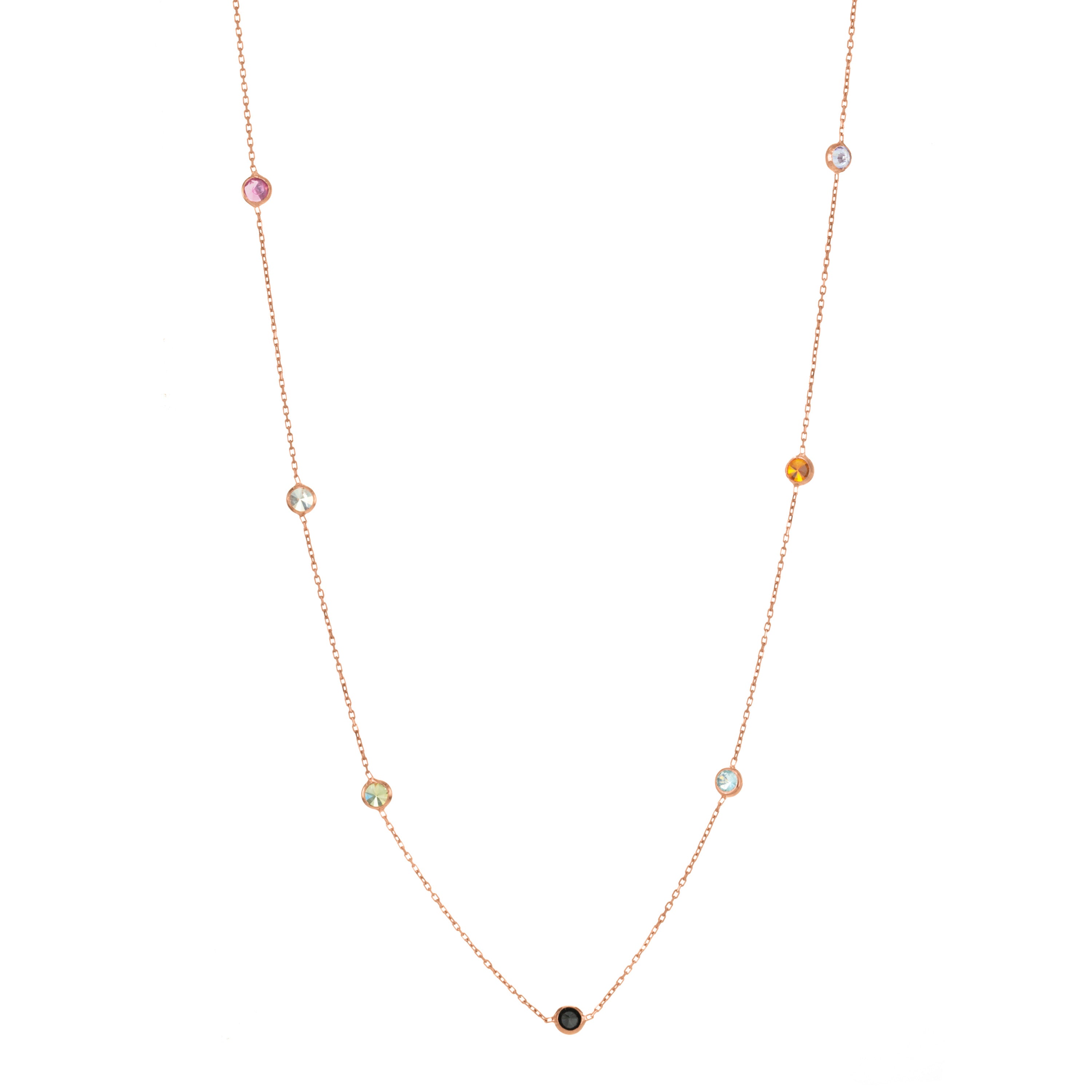 Bezel Long Chain Necklace