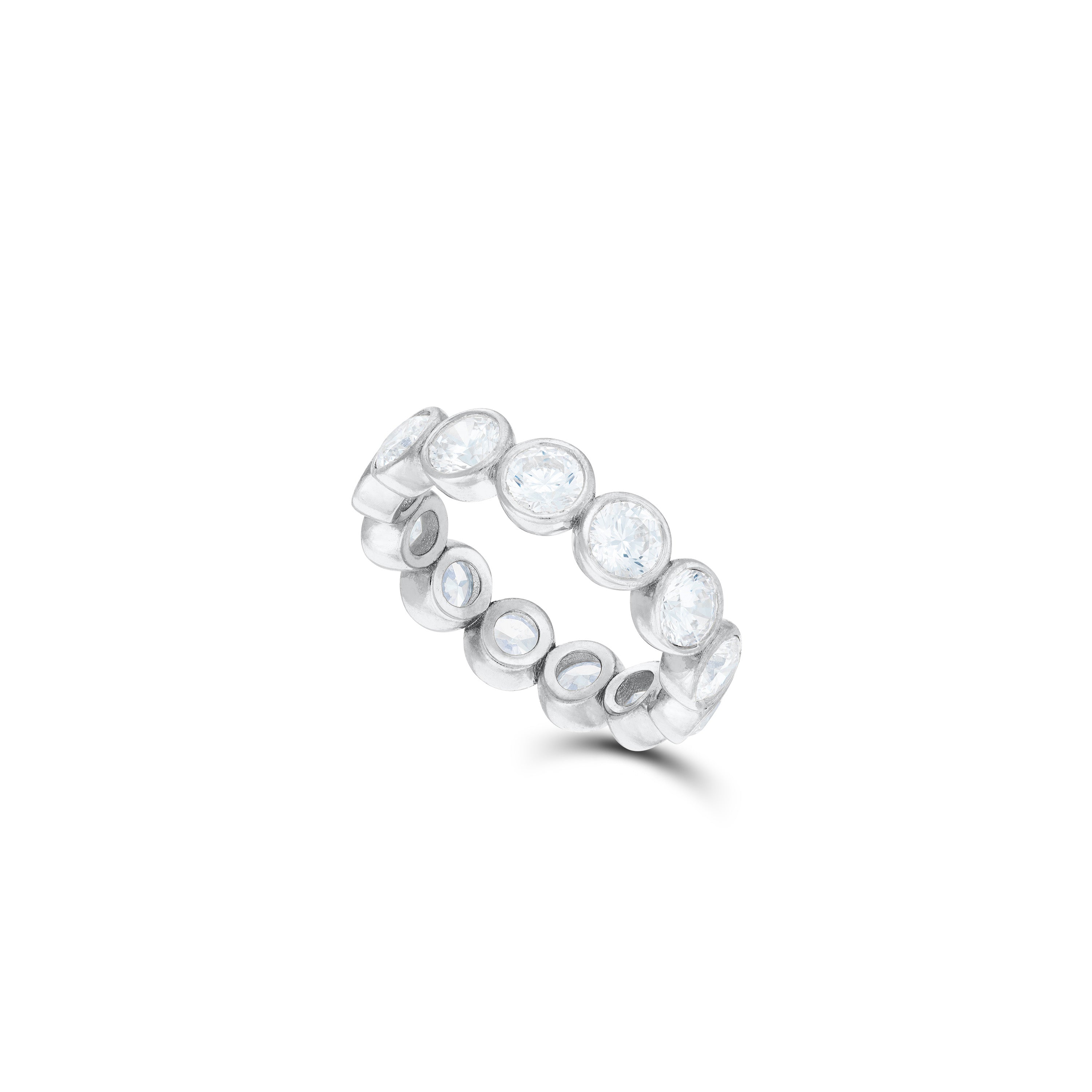 Bezel Cubic Zirconia Eternity Band Ring - Silver White - 4mm