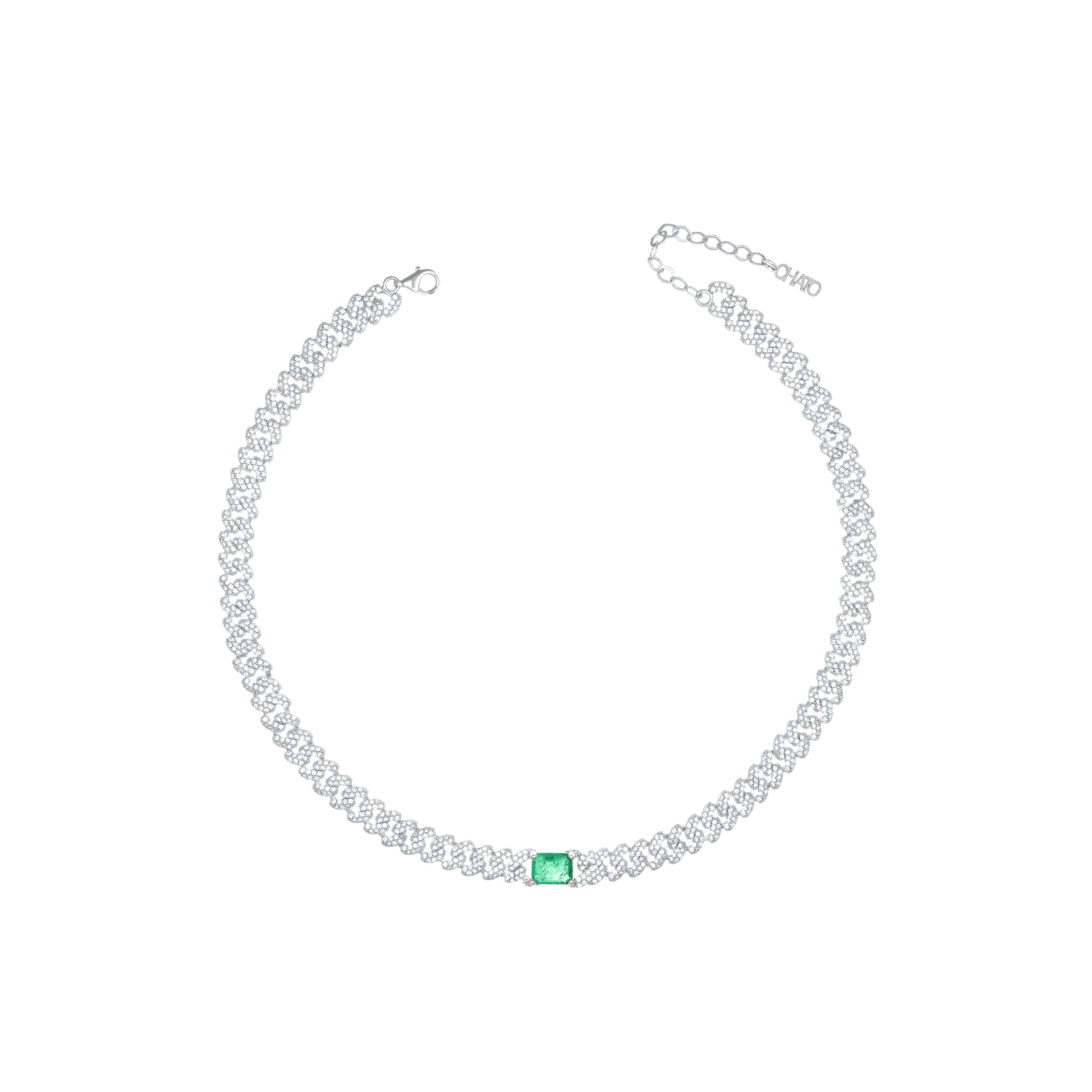 Big Stone Emerald Cut Pave Cuban Chain Choker