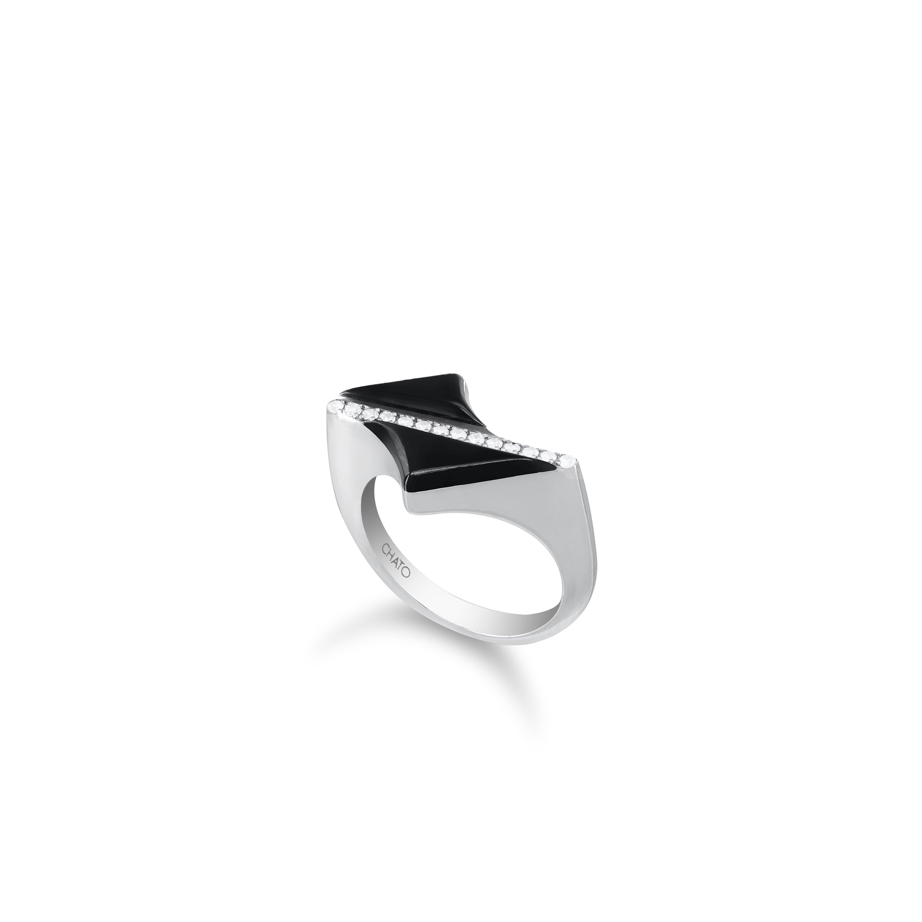 Two Arrows Cz Enamel Pinky Ring