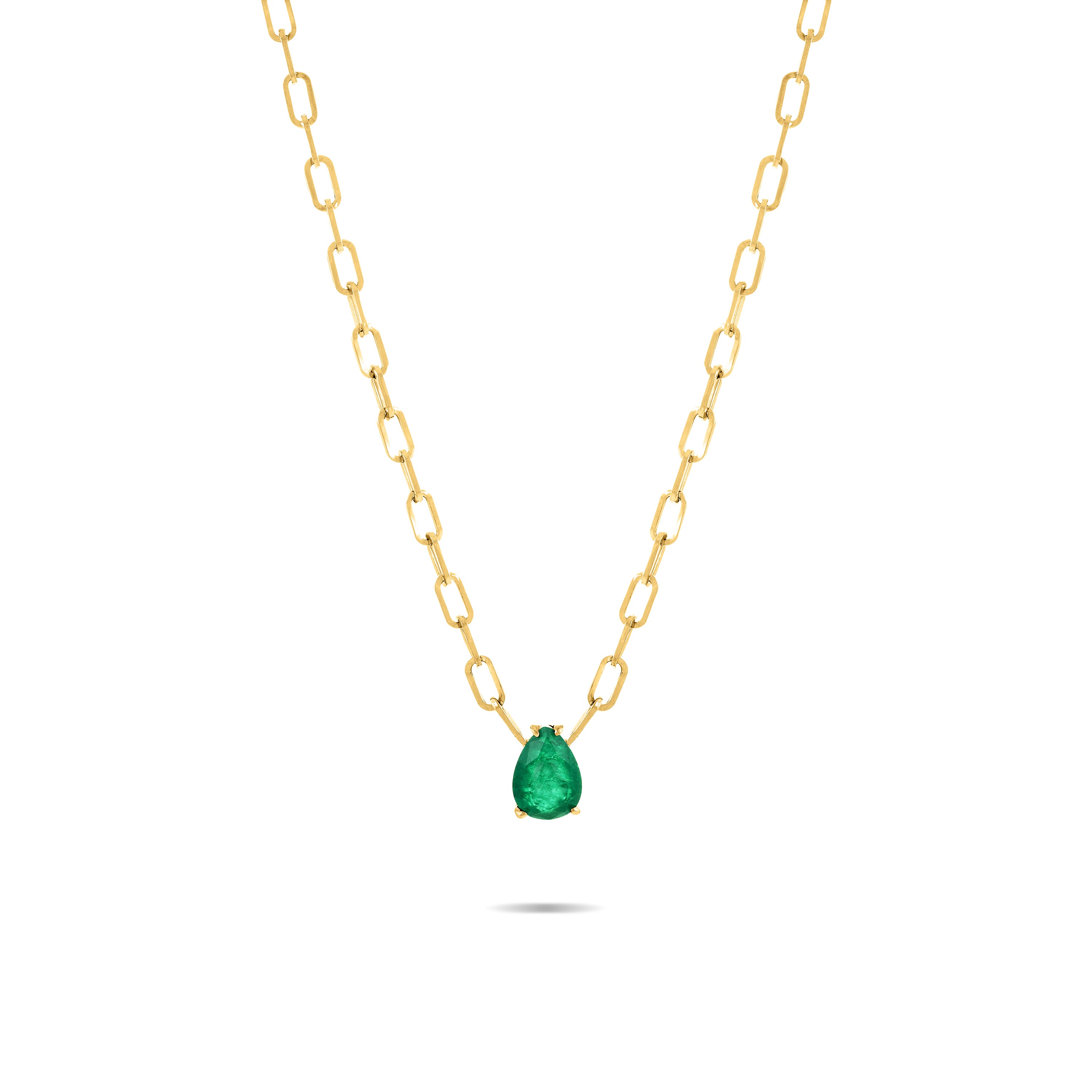 Chunky One Big Stone Paperclip Link Chain Necklace