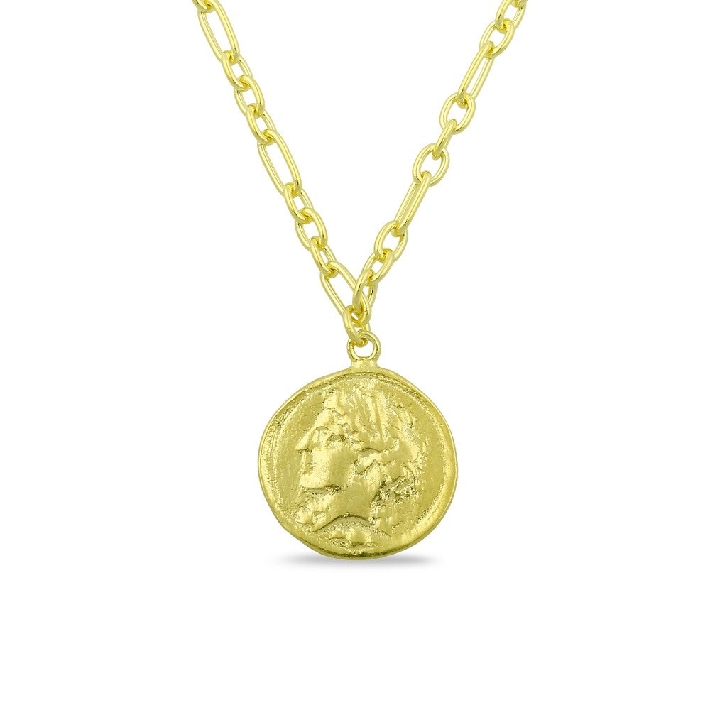 Coin With Figaro Chain Necklace