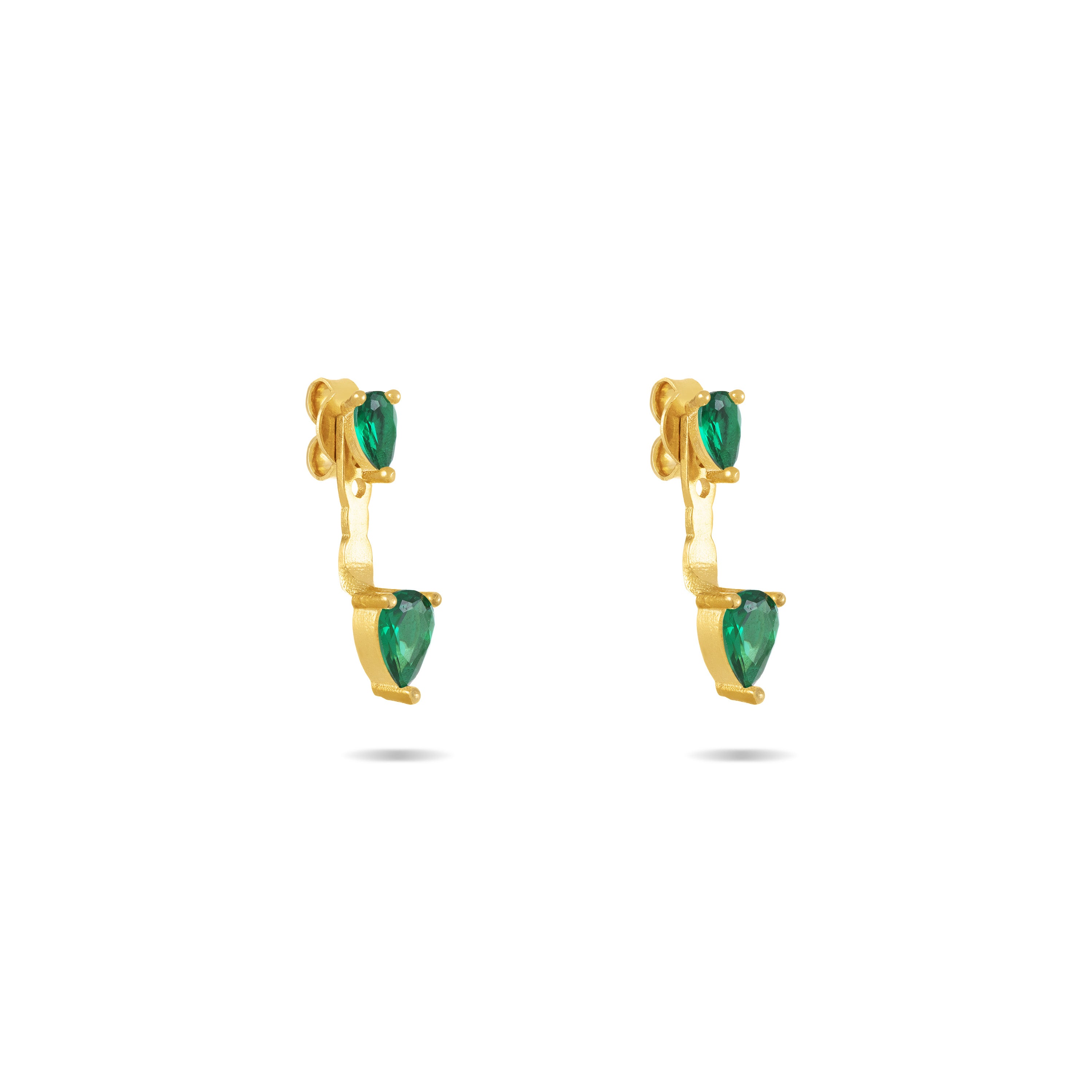 Cubic Zirconia Double Teardrop Ear Jacket Earrings