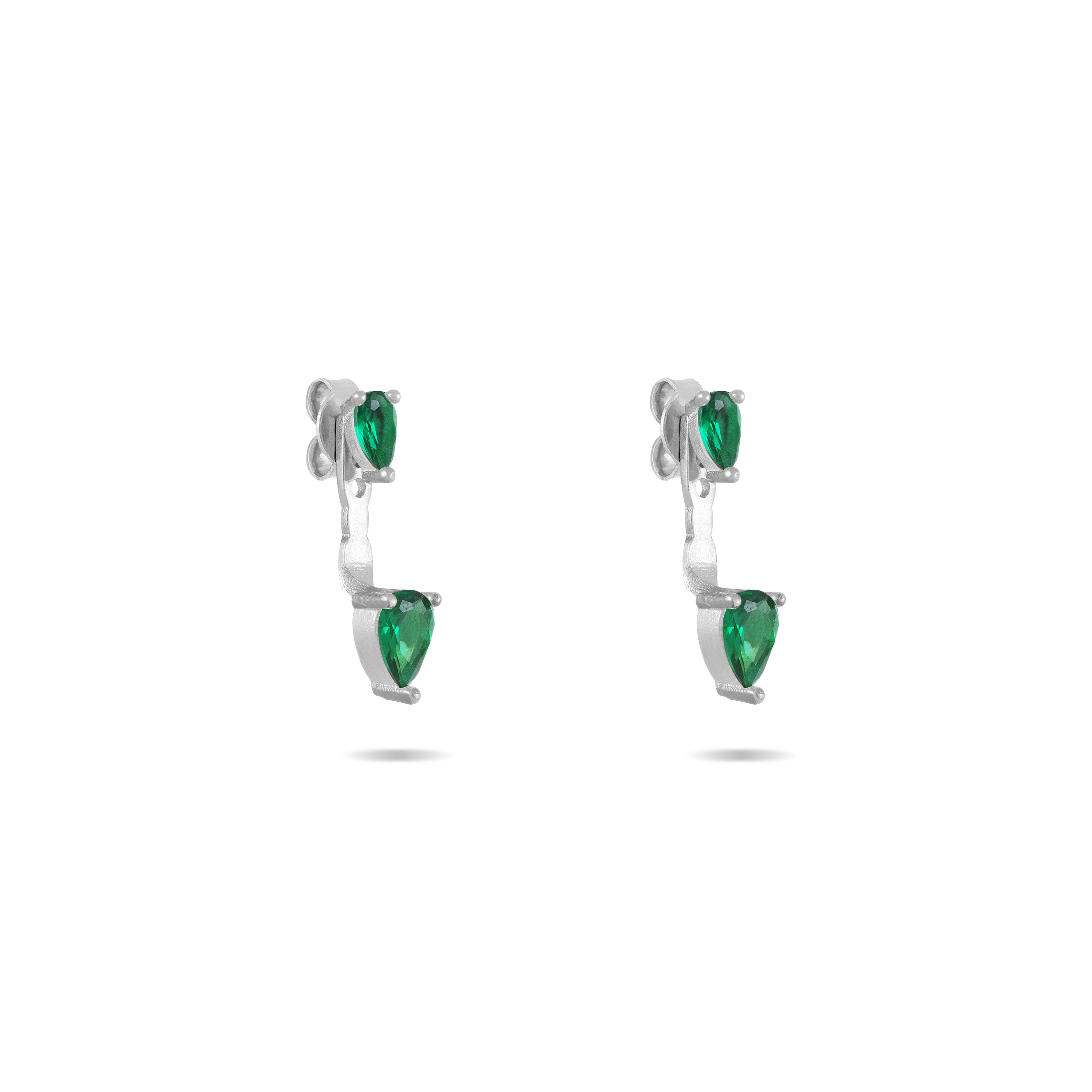 Cubic Zirconia Double Teardrop Ear Jacket Earrings