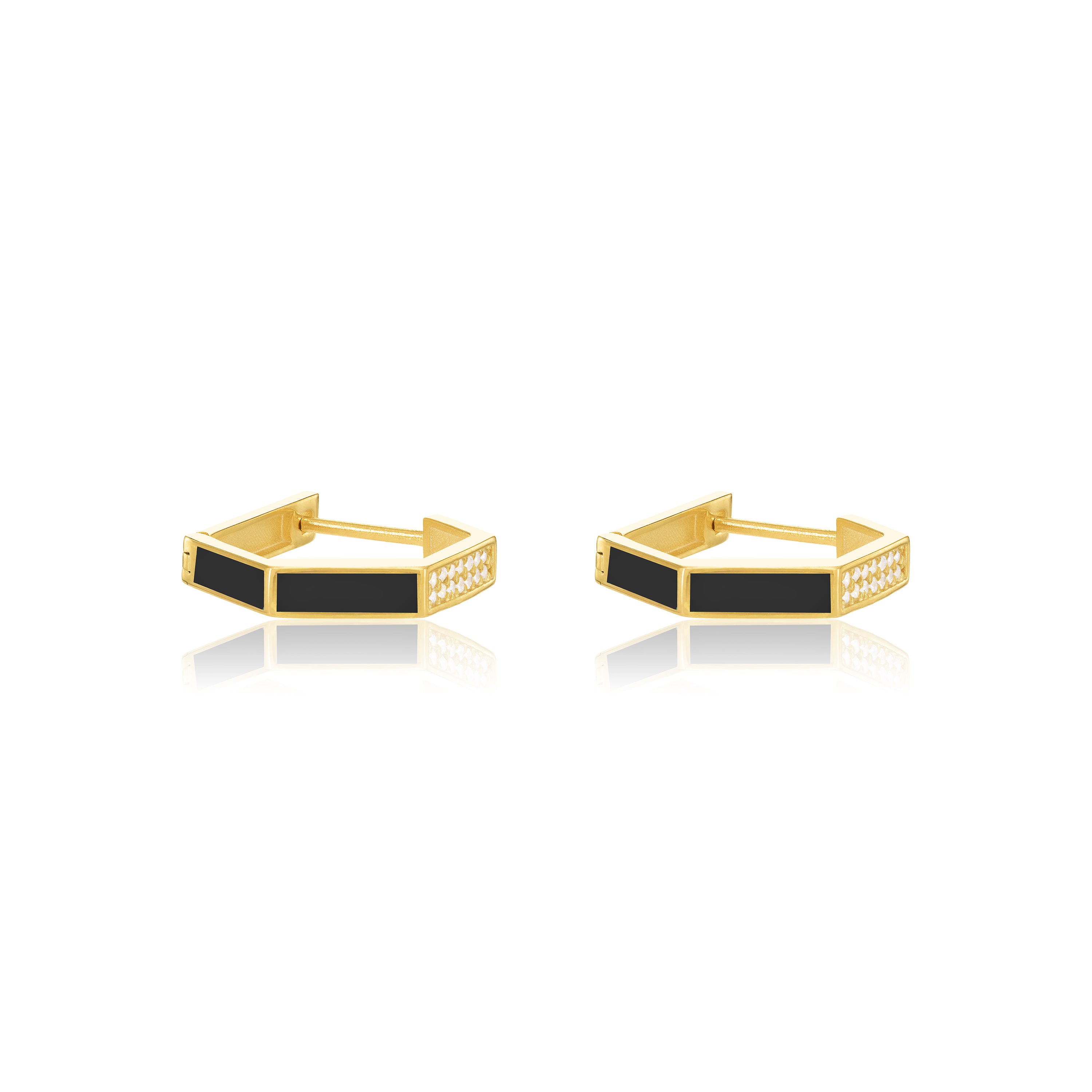 Cubic Zirconia Enamel Hexagon Shaped Hoop Earrings