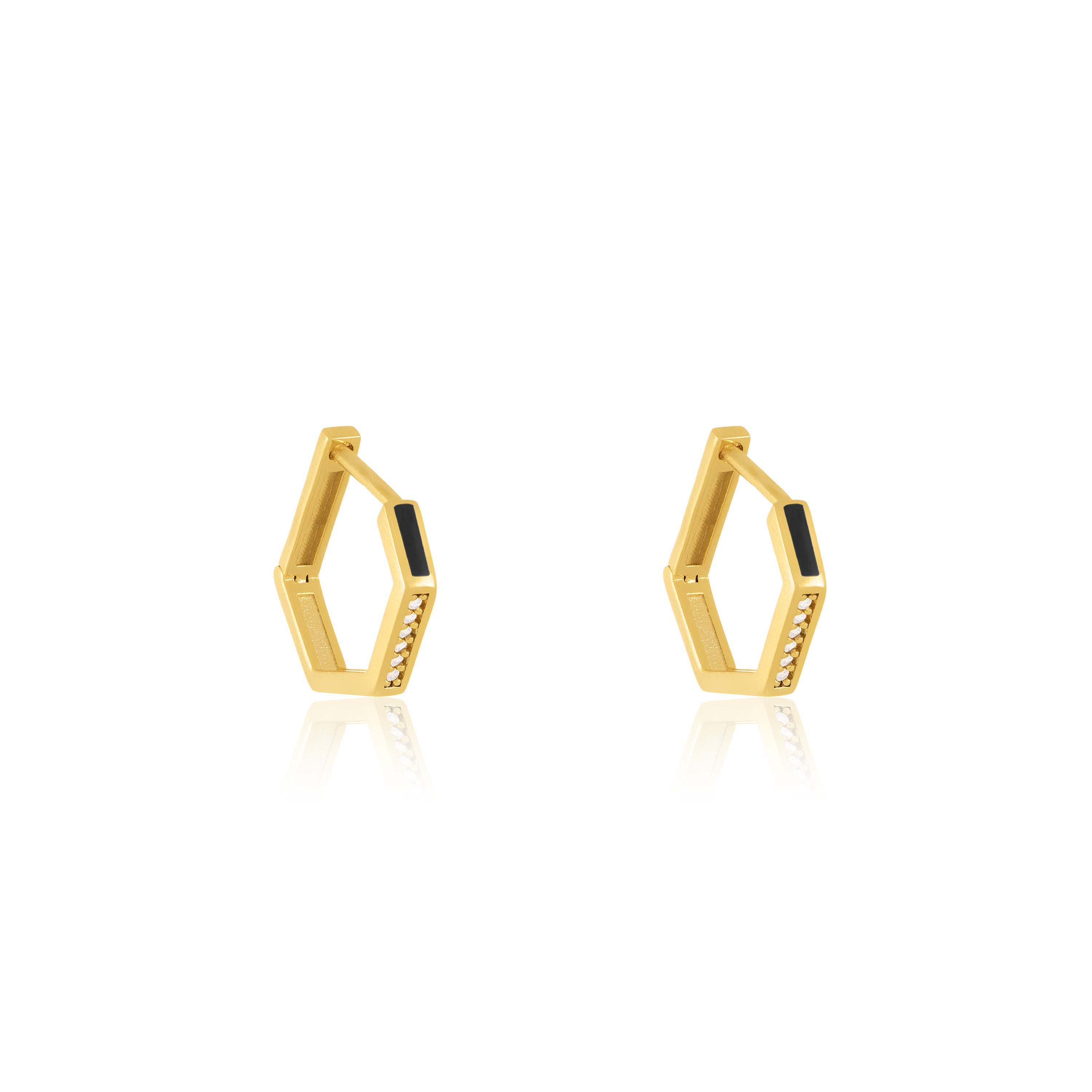 Cubic Zirconia Enamel Hexagon Shaped Hoop Earrings