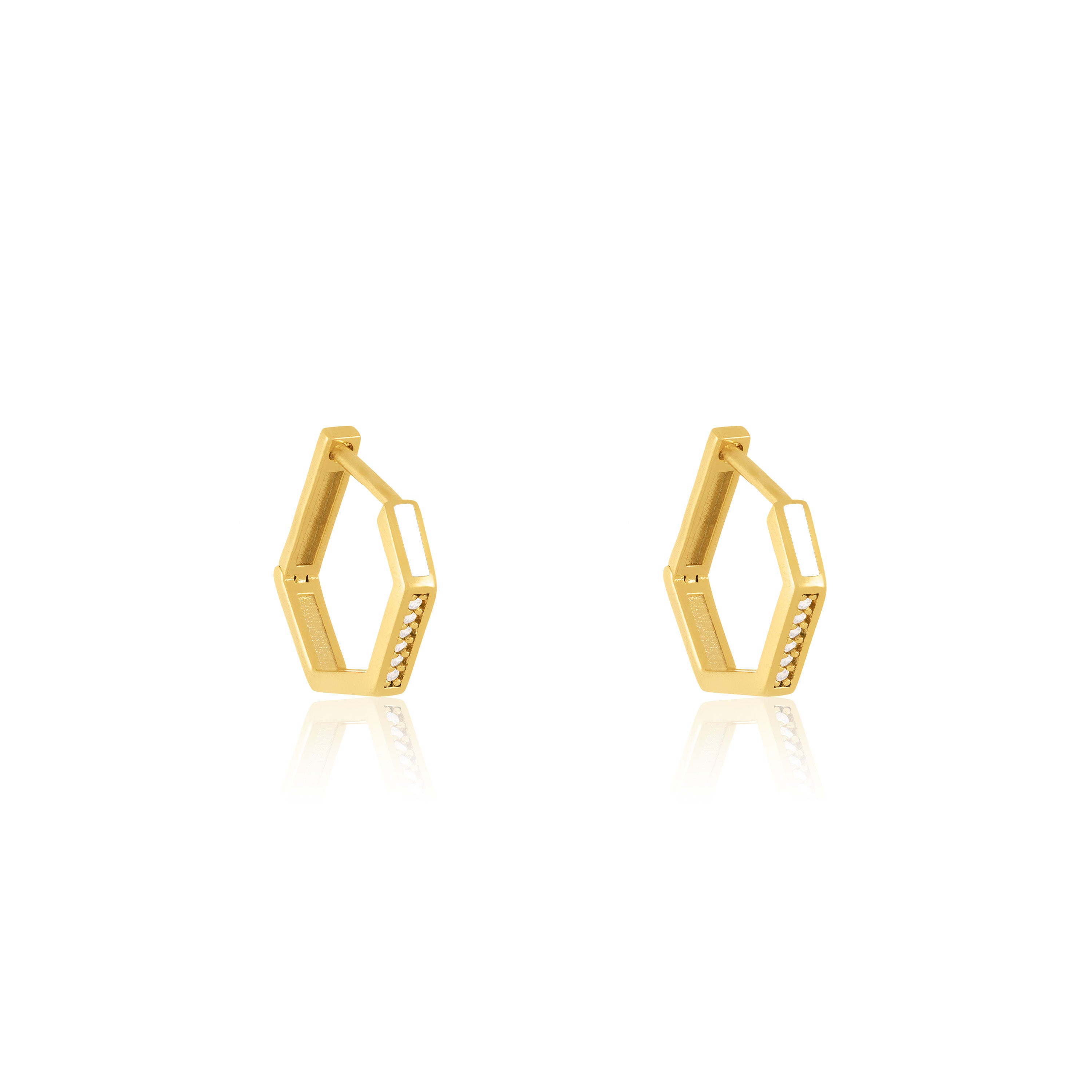 Cubic Zirconia Enamel Hexagon Shaped Hoop Earrings