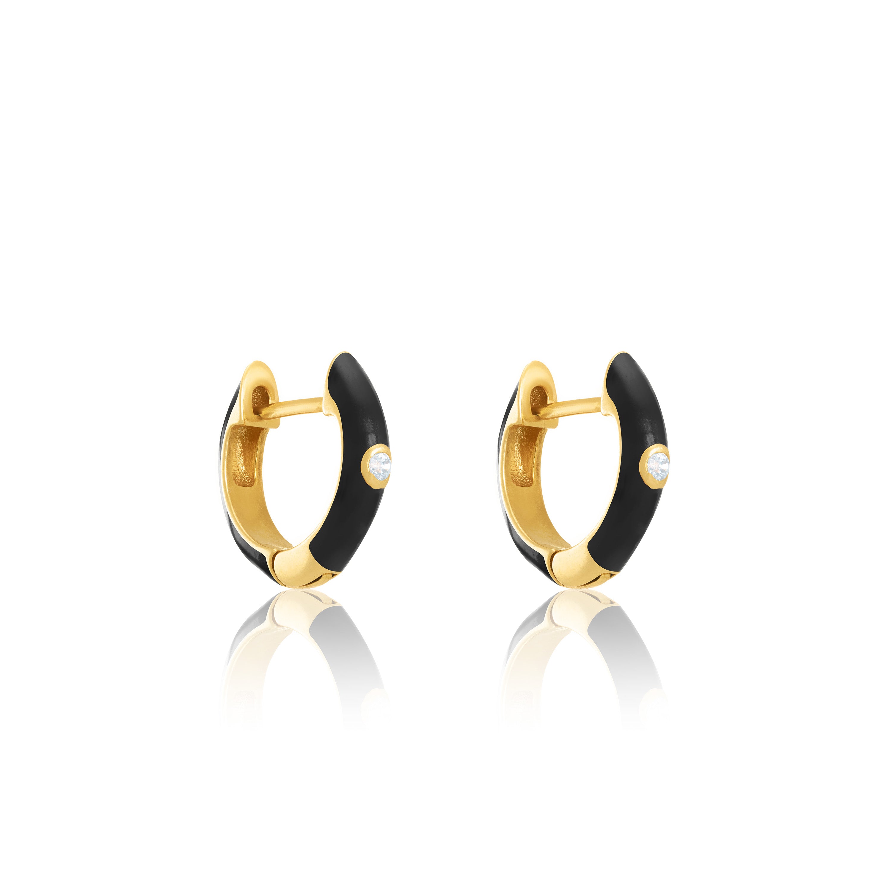 Cubic Zirconia Enamel Round Circle Hoop Earrings