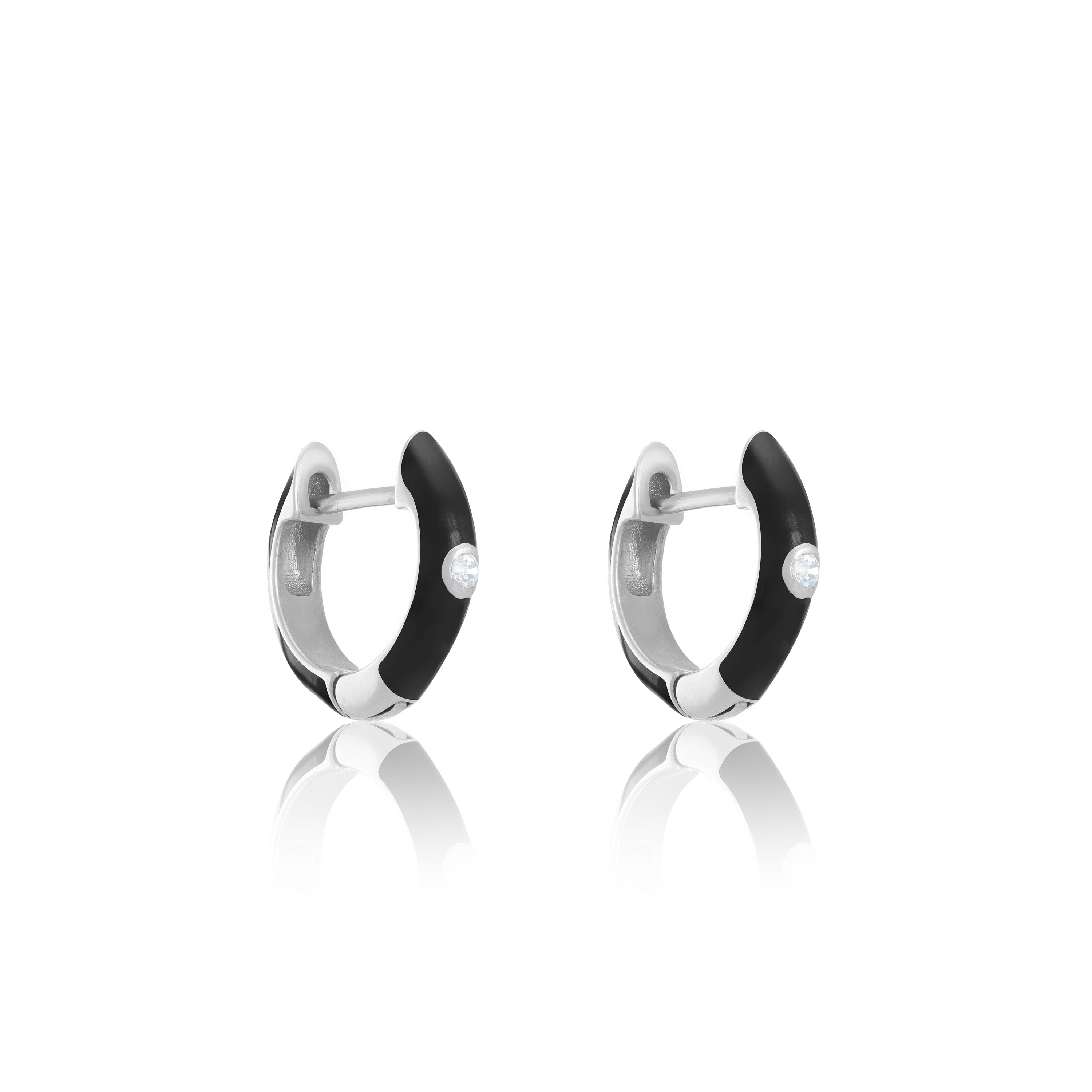 Cubic Zirconia Enamel Round Circle Hoop Earrings