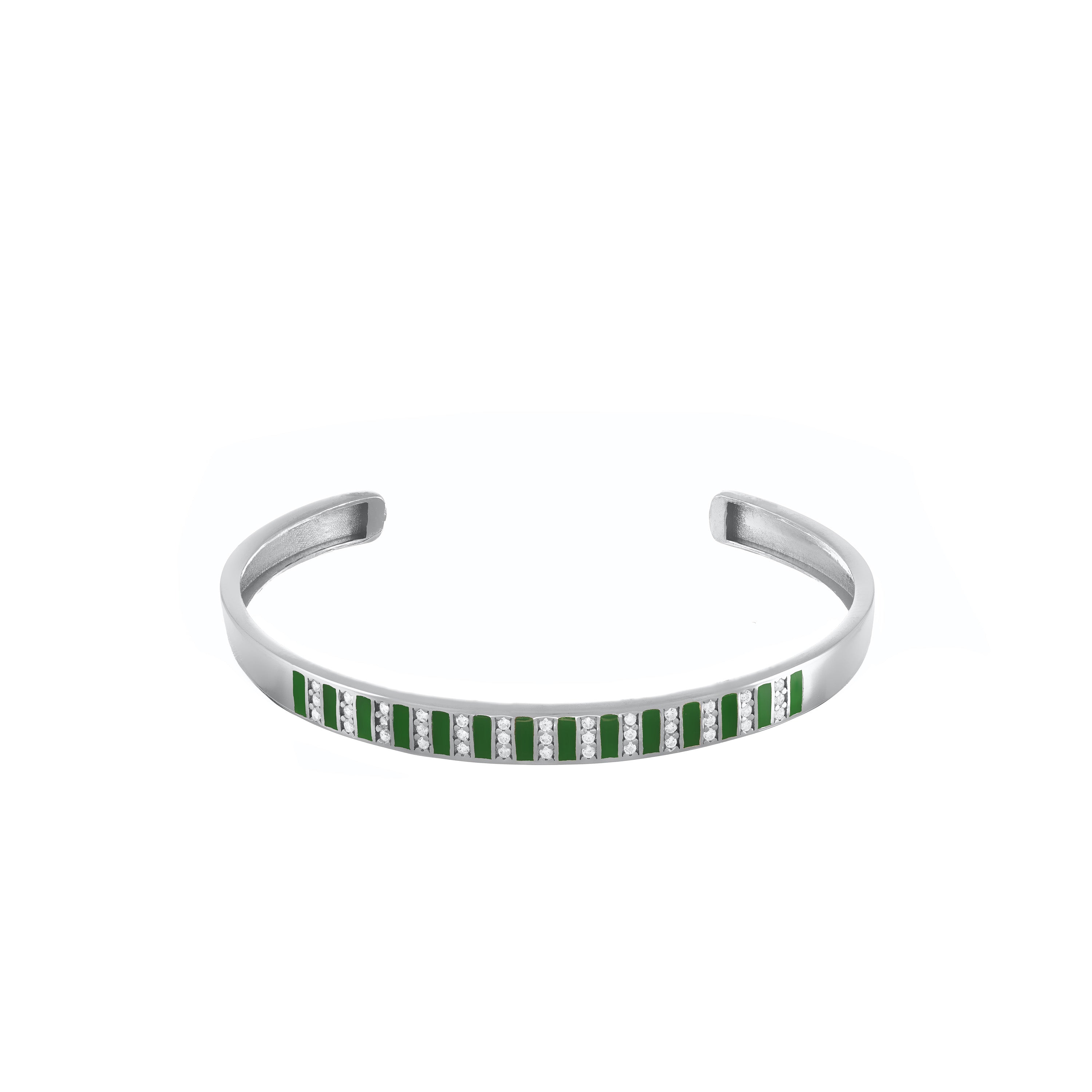 Cubic Zirconia Enamel Stripes Bangle Bracelet