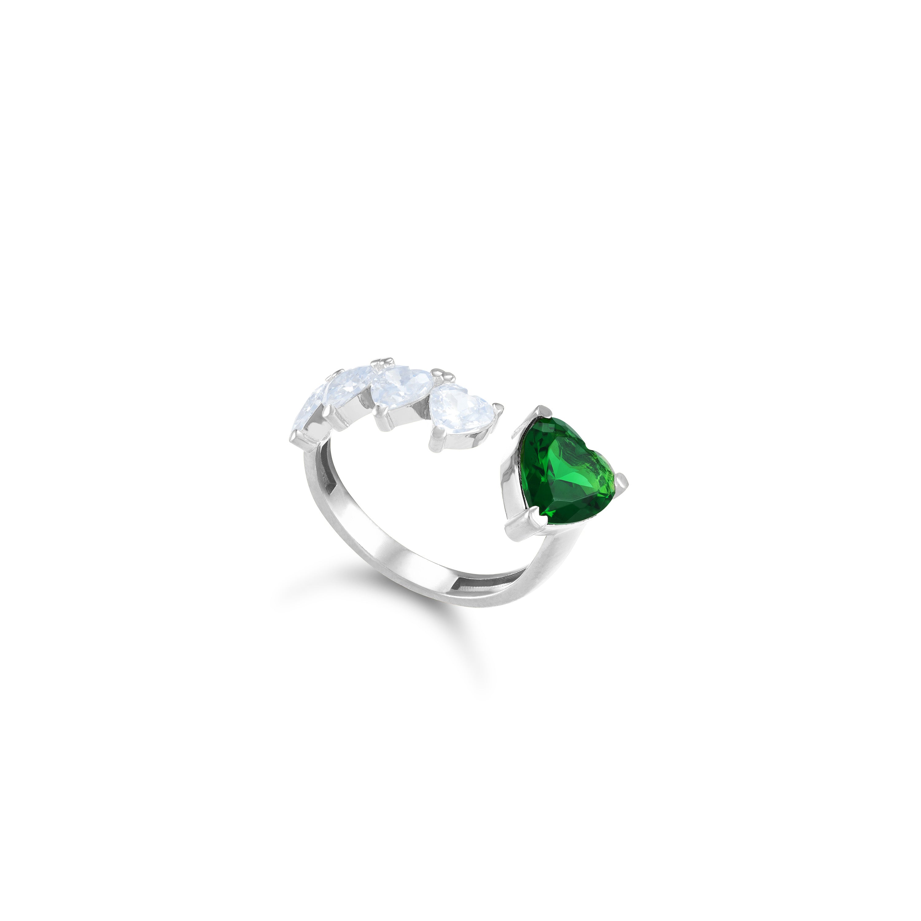 Cubic Zirconia Hearts Open Ring