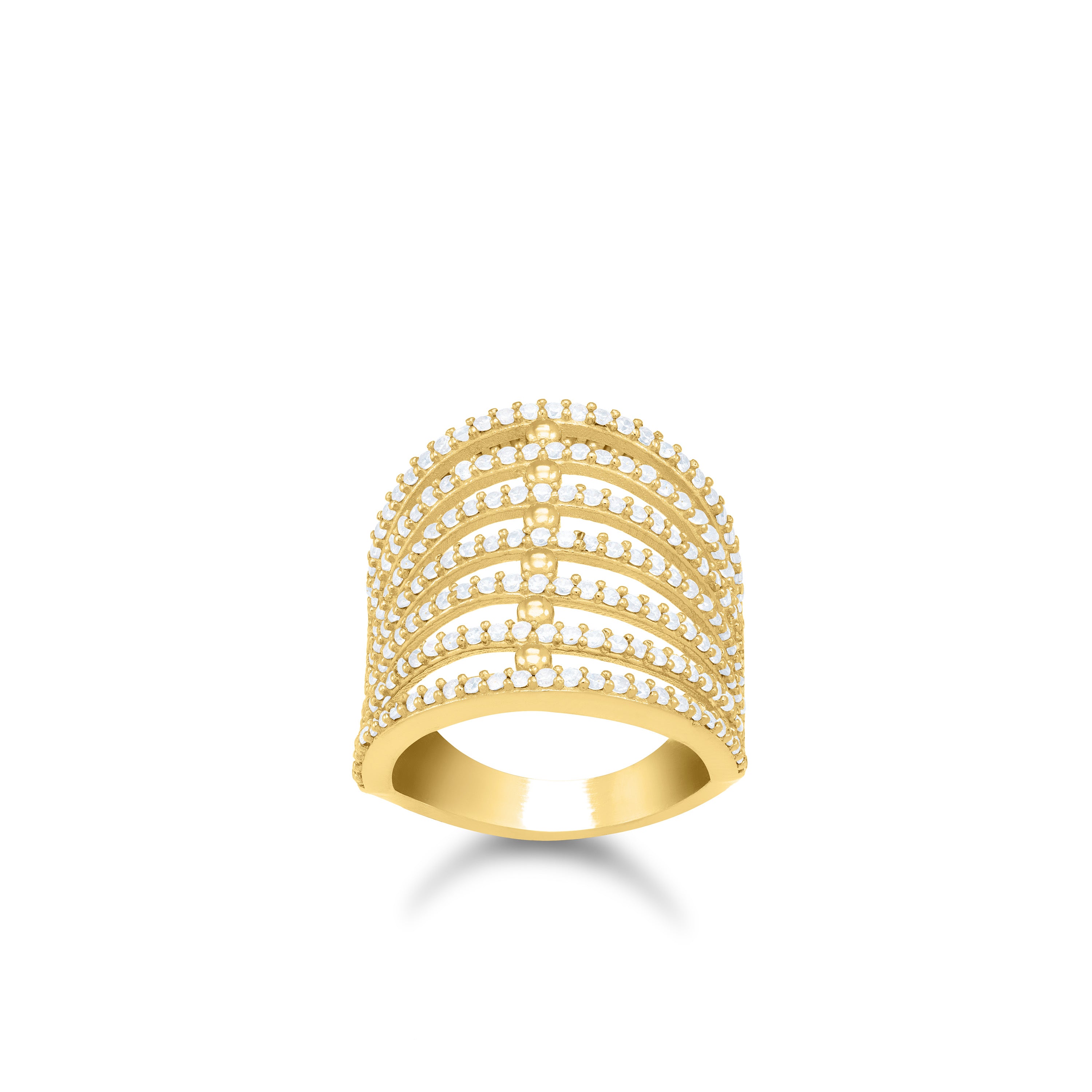 Cubic Zirconia Multi Row Statement Ring