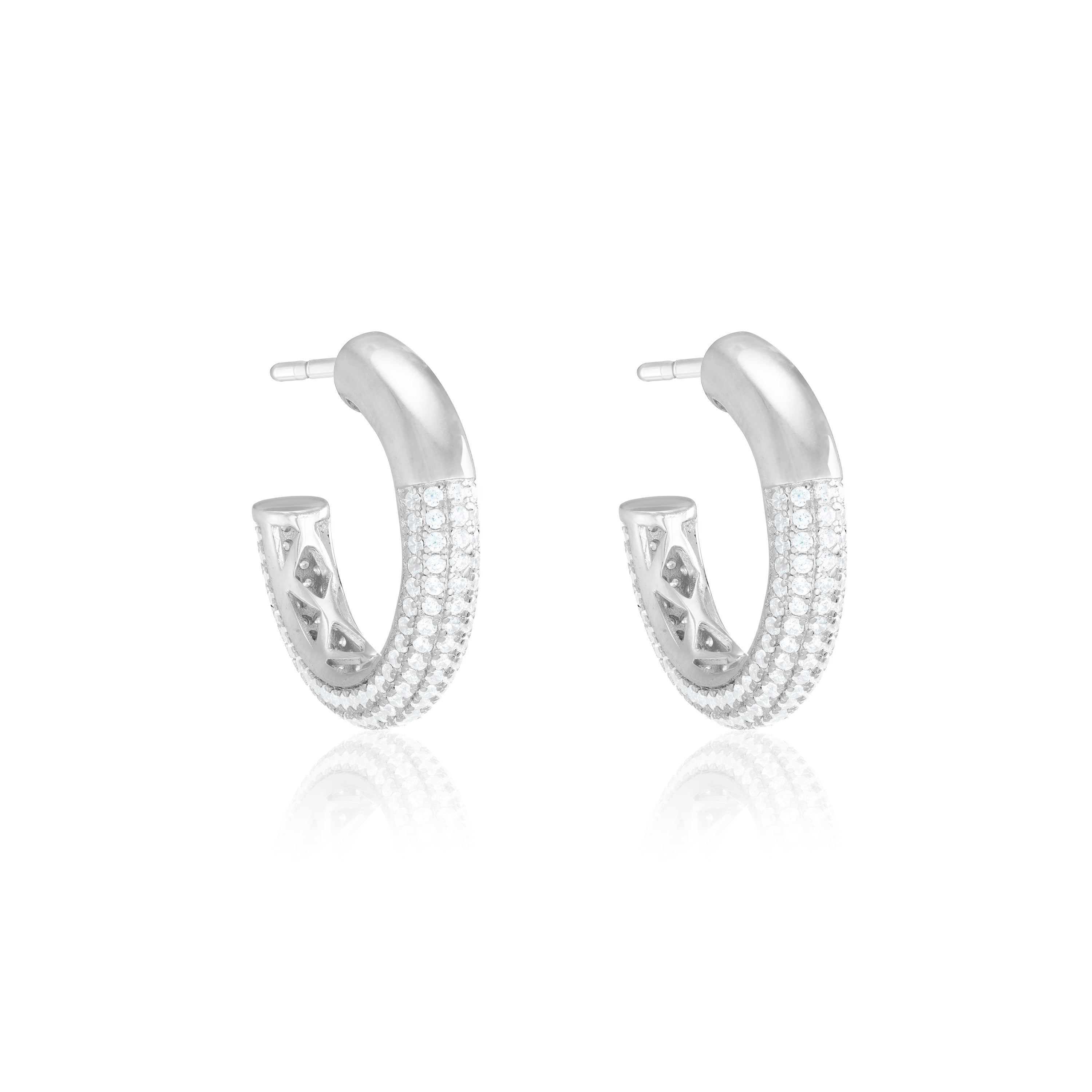 Cubic Zirconia Open Hoop Statement Earrings