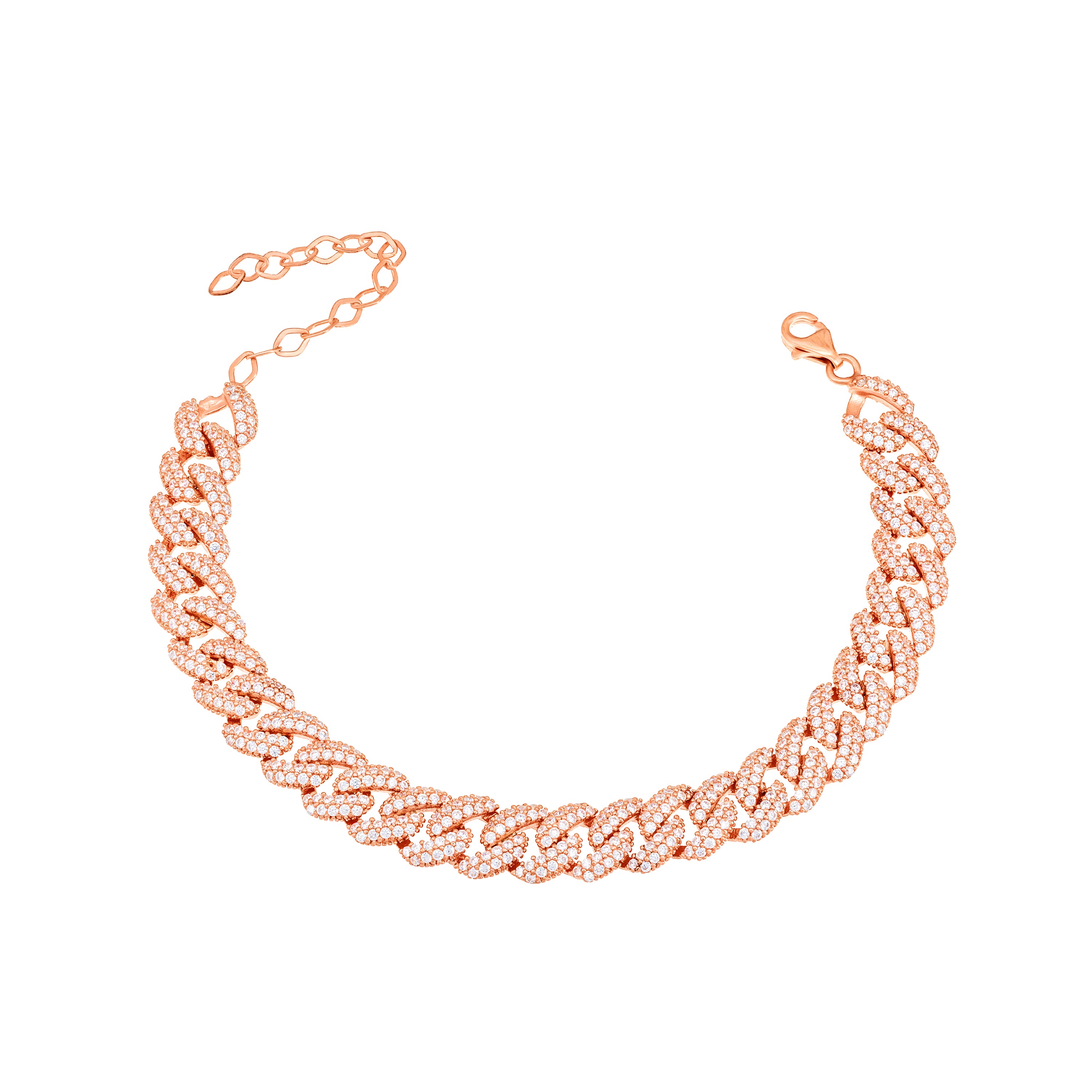 Cubic Zirconia Pave Cuban Chain Bracelet