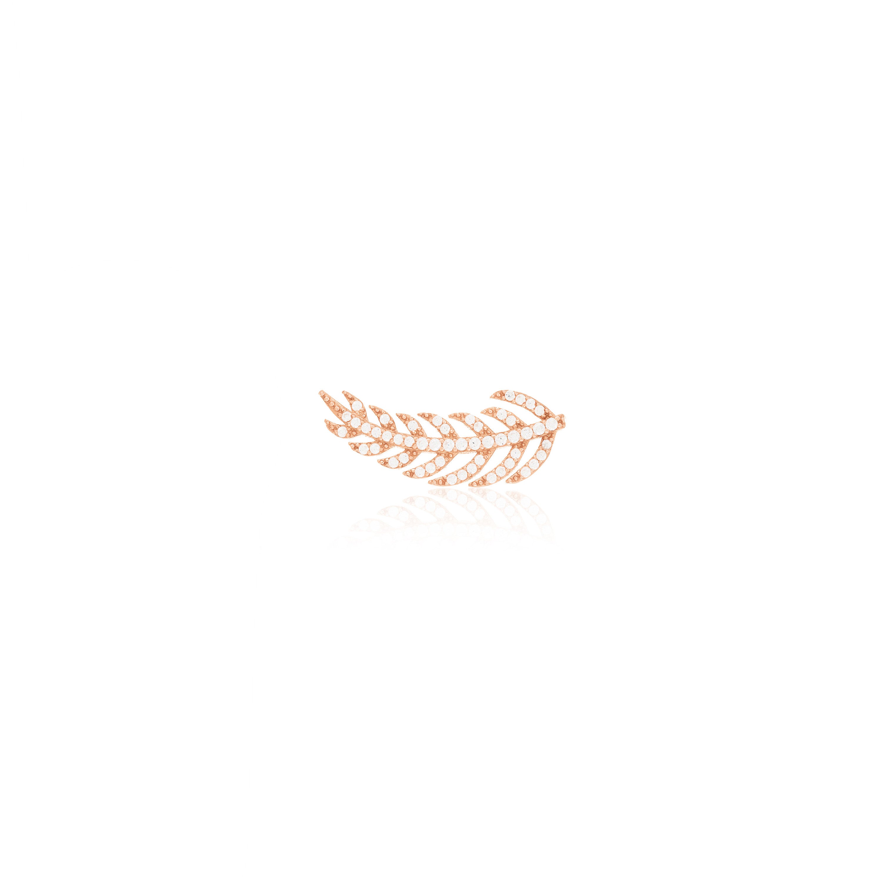 Cubic Zirconia Pave Olive Leaf Climber Ear Bar