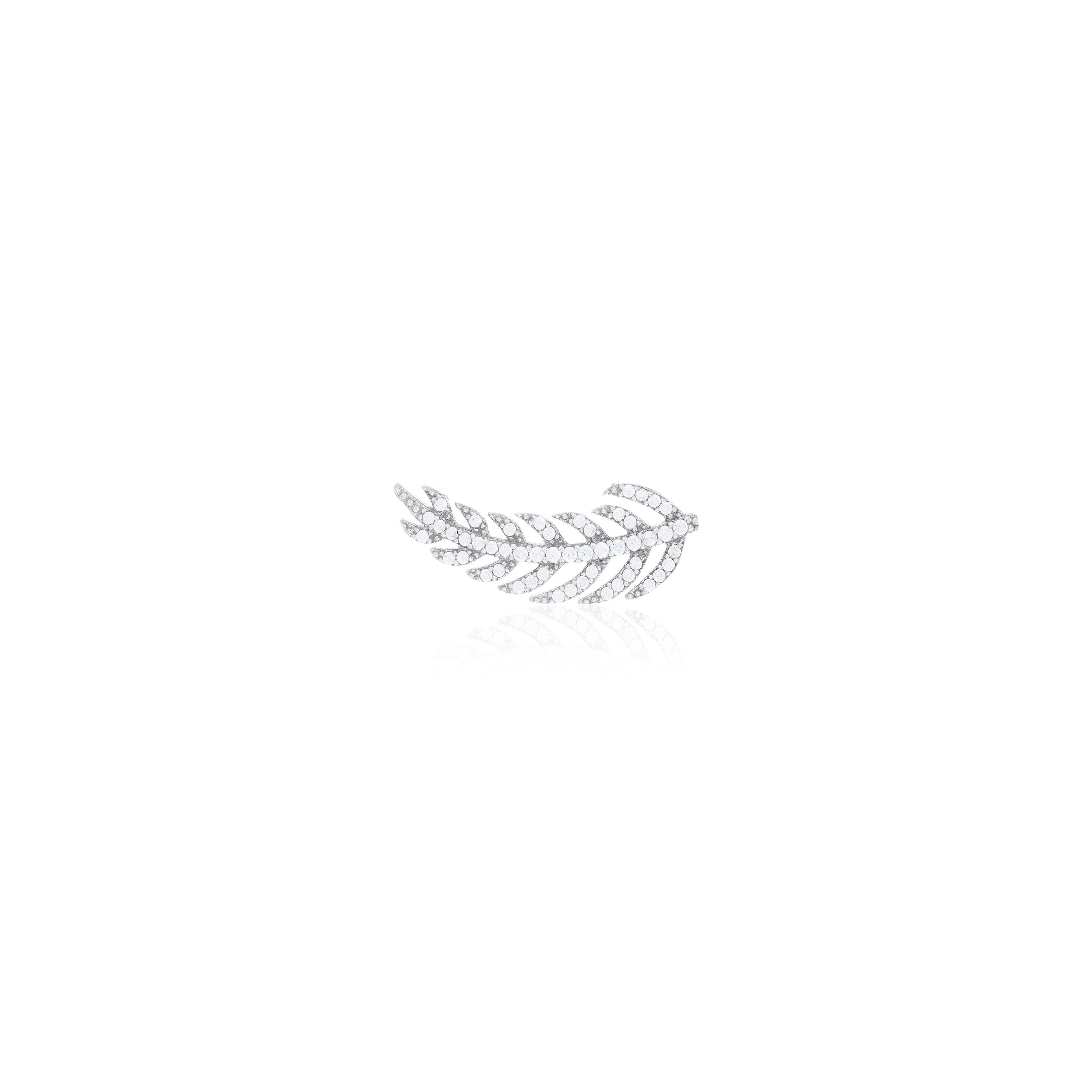 Cubic Zirconia Pave Olive Leaf Climber Ear Bar