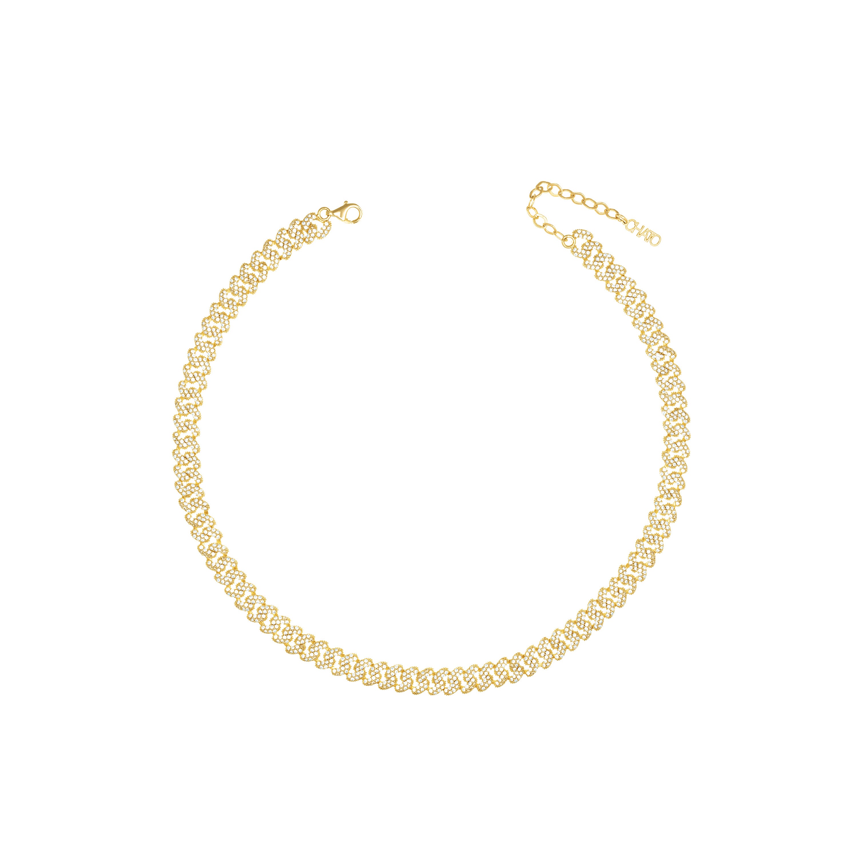 Cubic Zirconia Pave Thin Cuban Chain Link Choker