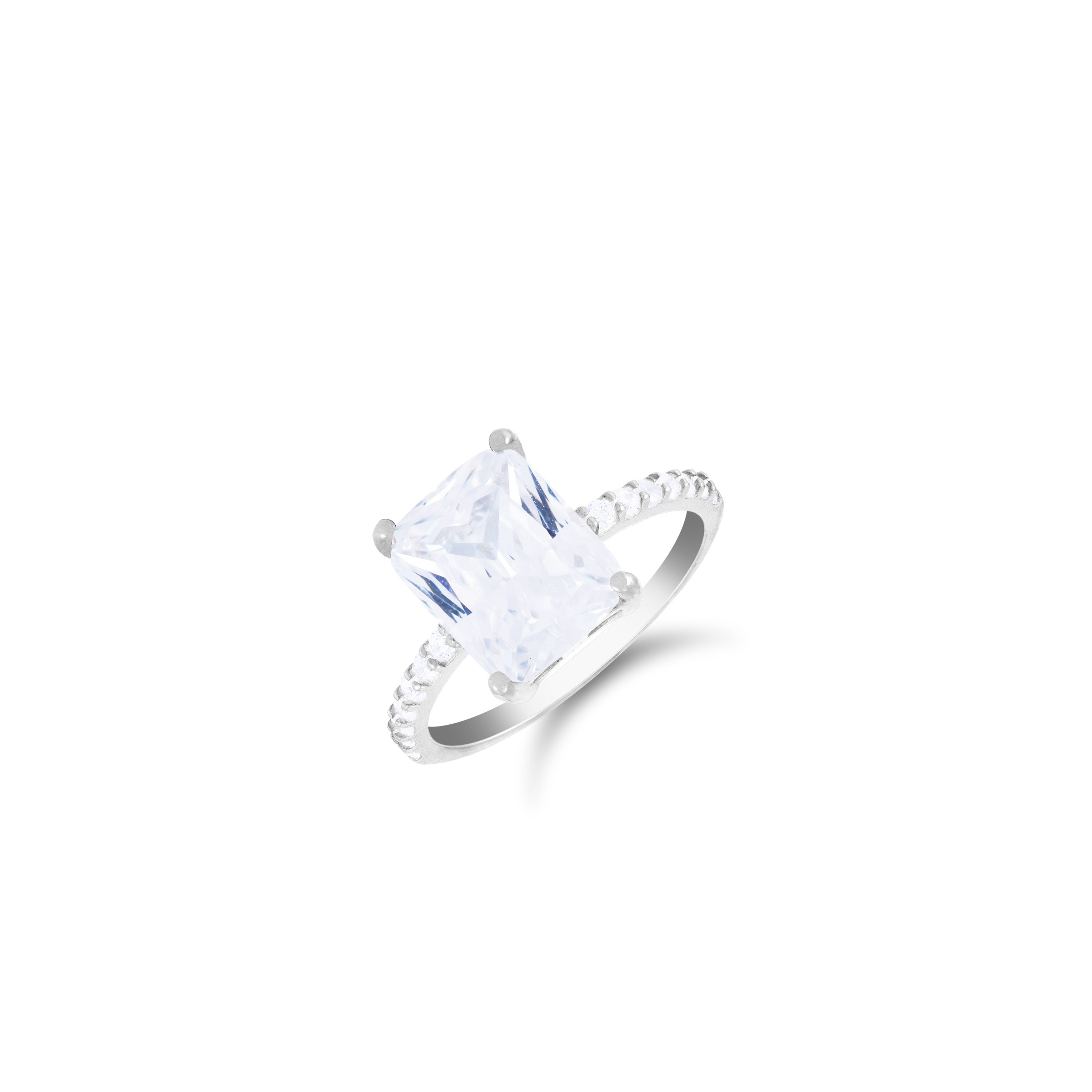 Cubic Zirconia Rectangle Stone Ring