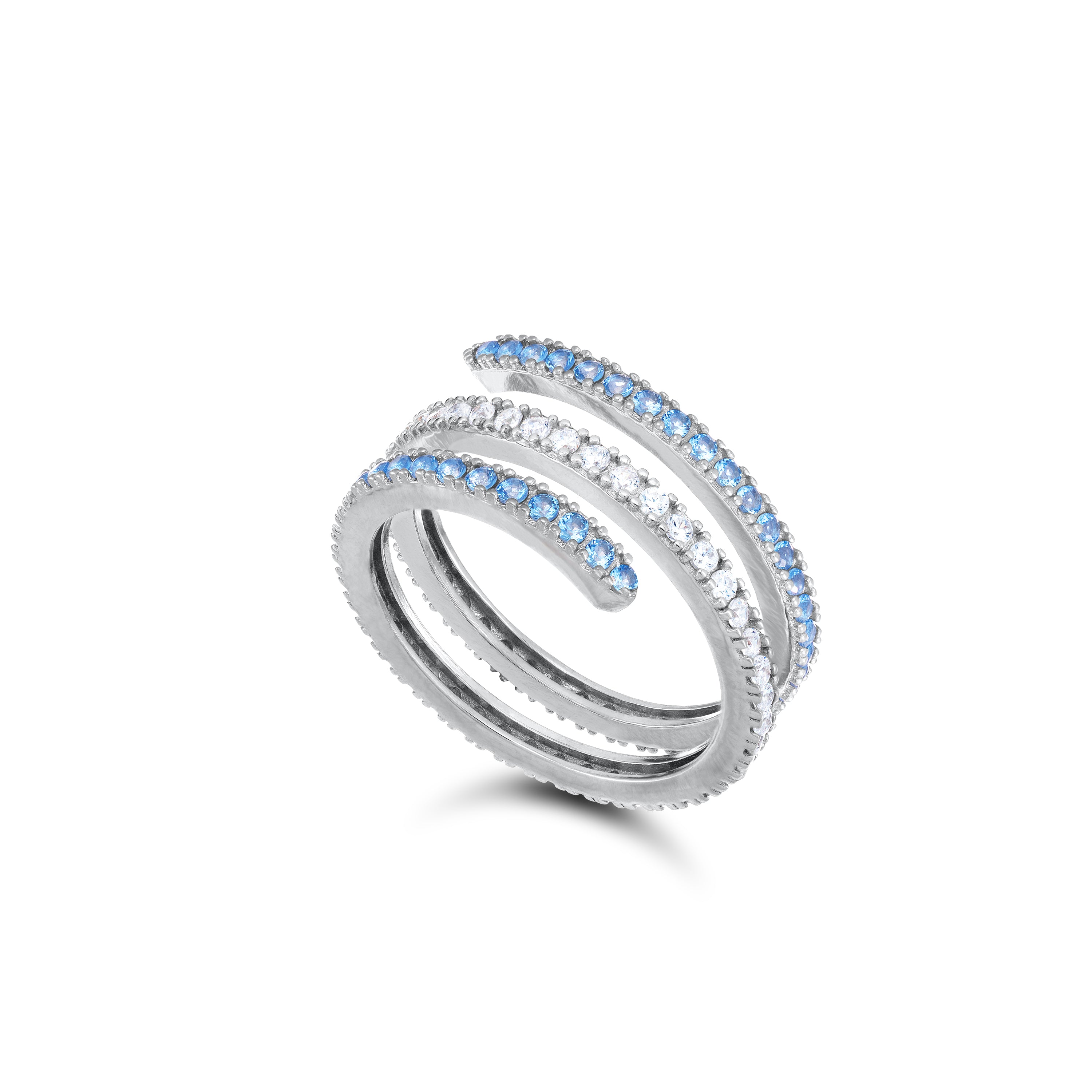 Cubic Zirconia Spiral Ring - Half Half