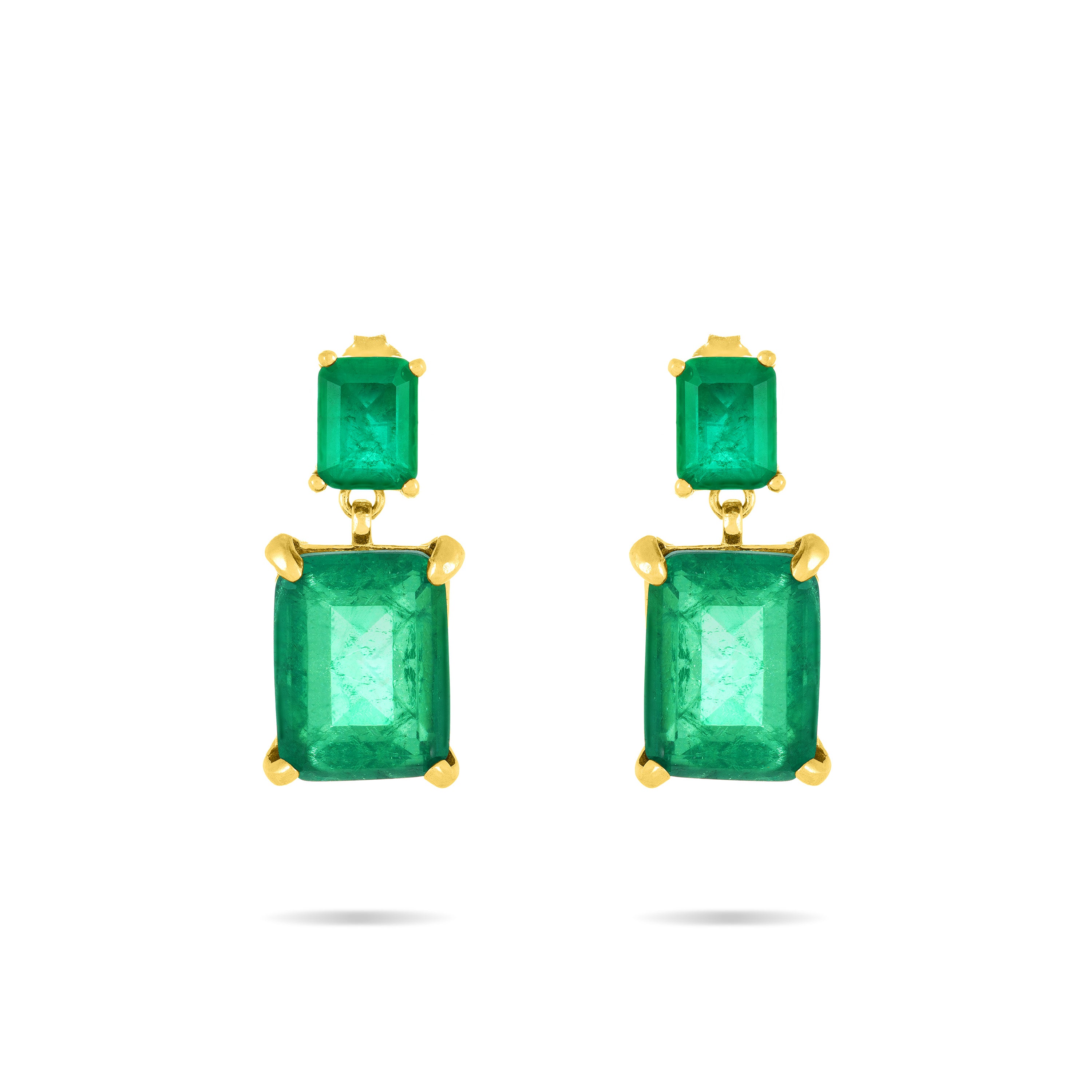 Cubic Zirconia Two Rectangle Stone Drop Earrings