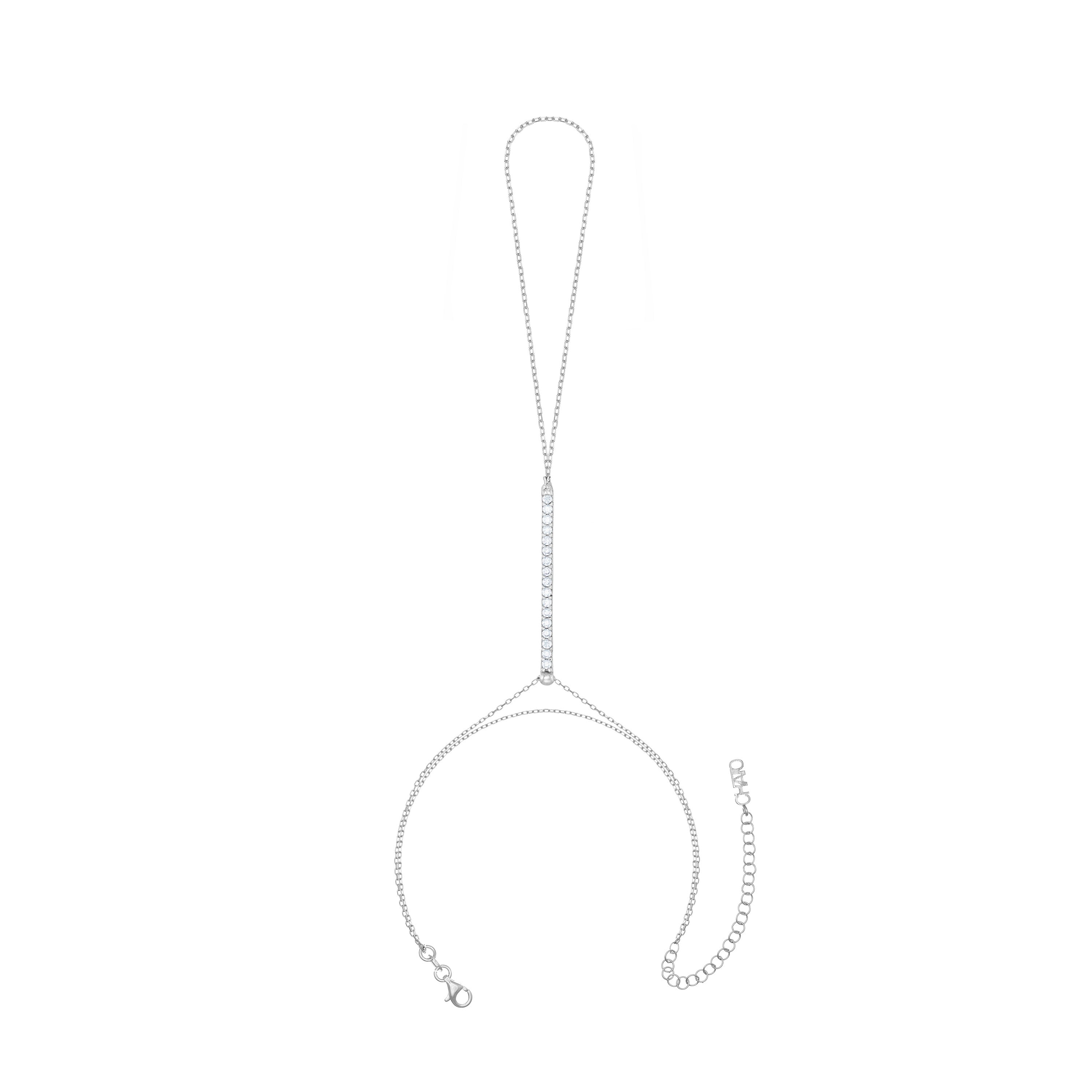 Cubic Zirconia Bar Hand Bracelet