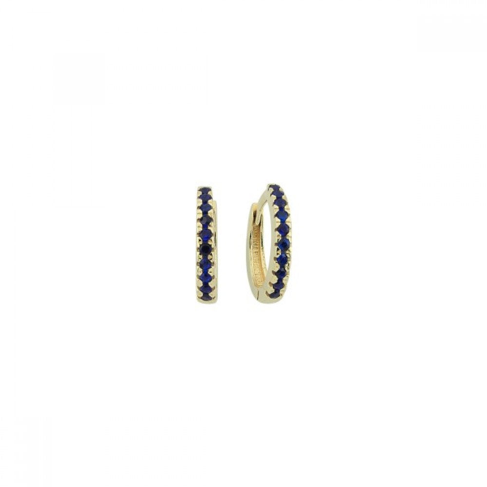 Cubic Zirconia Mini Hoop Earrings - Gold Navy Blue