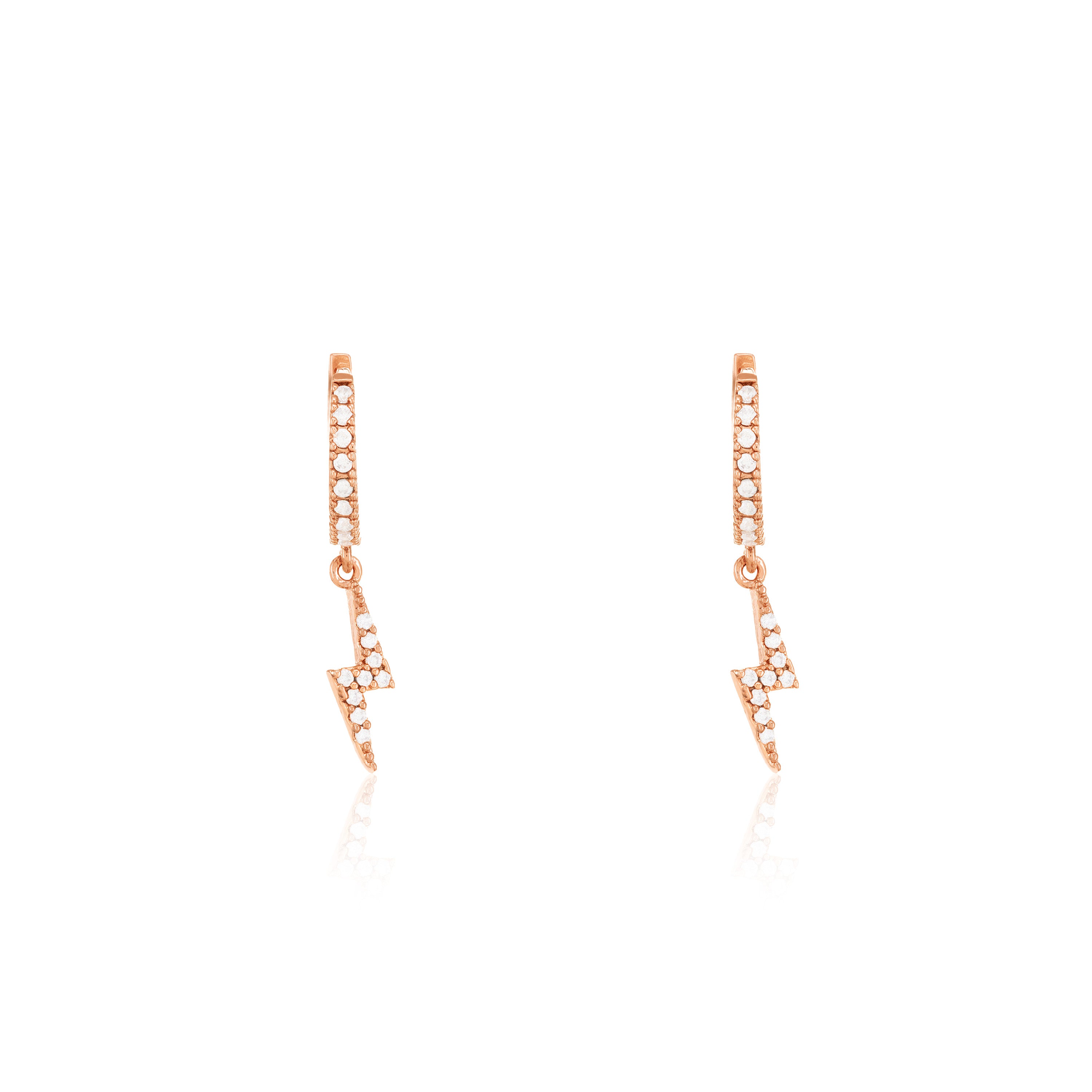 Cubic Zirconia Lightning Bolt Hoop Earrings