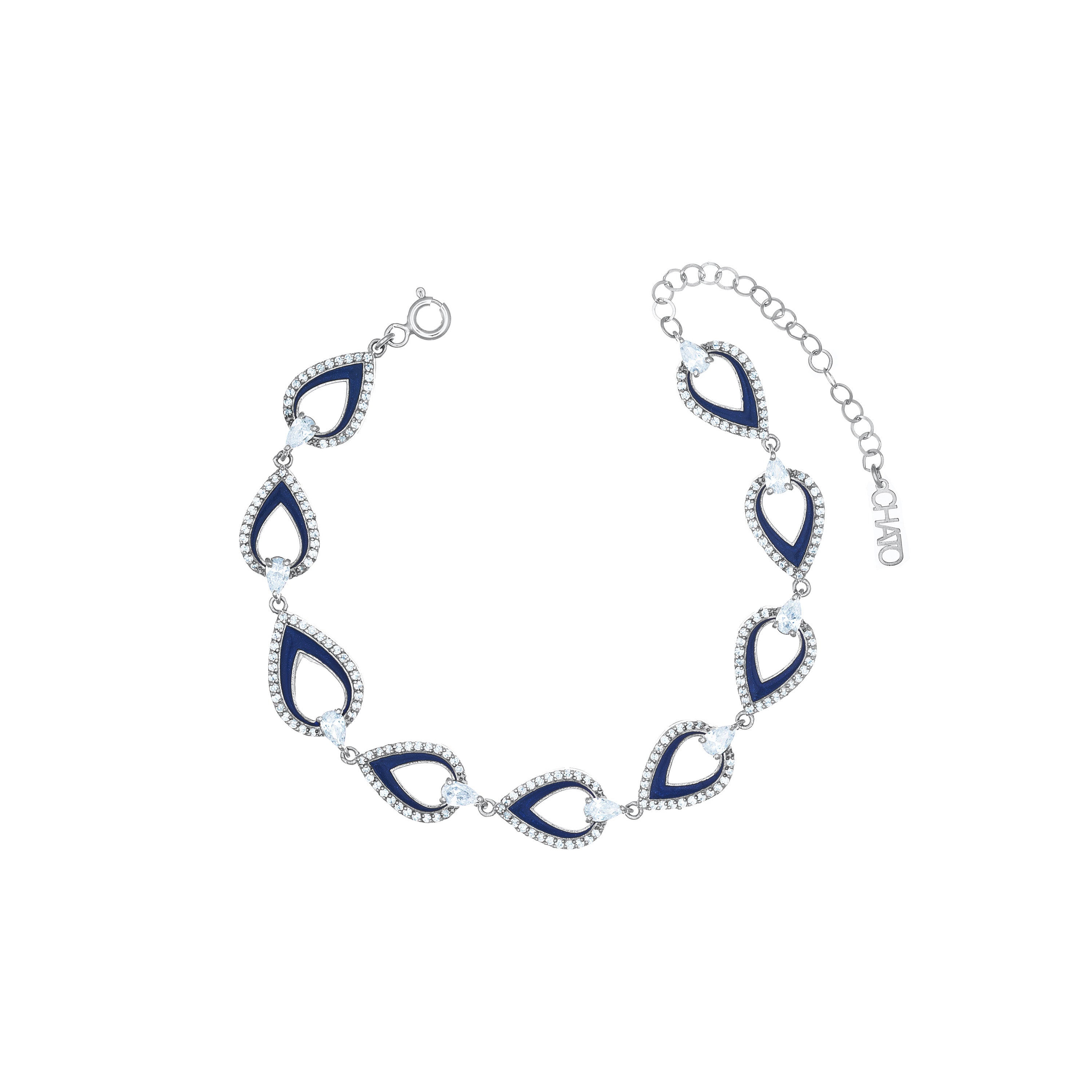 Cubic Zirconia Teardrop Pear Cut Shaped Enamel Bracelet
