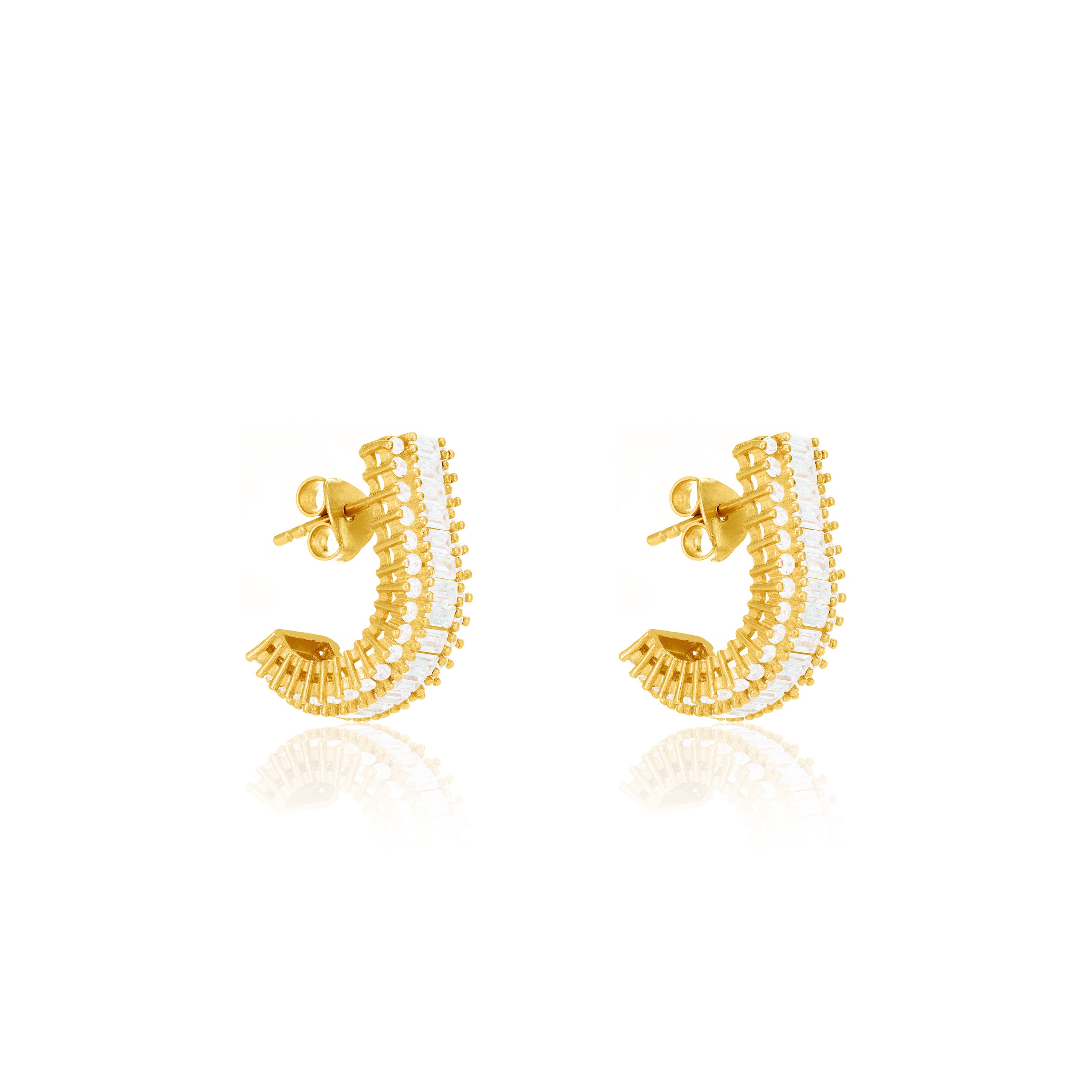 Curved Baguette Bar Earrings