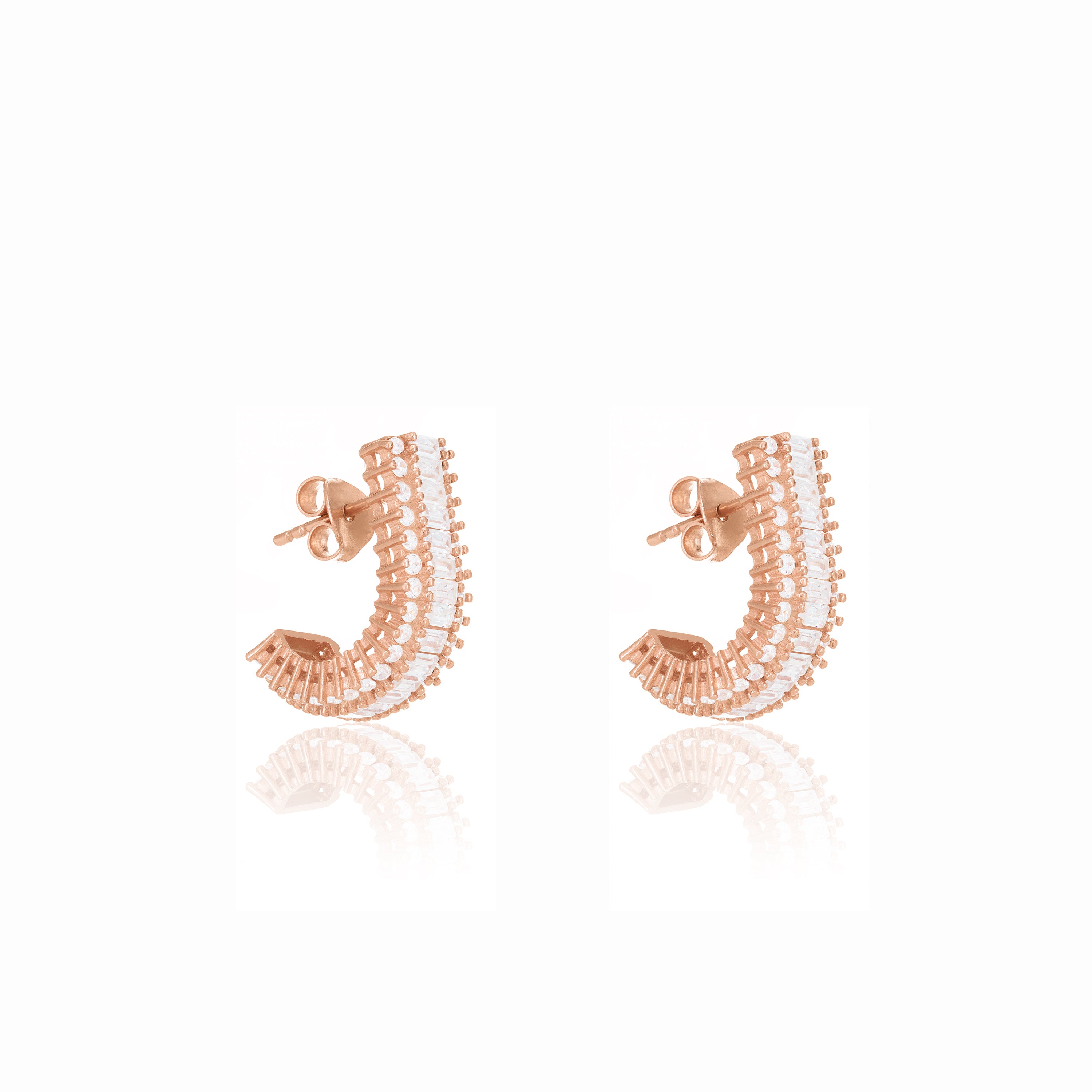 Curved Baguette Bar Earrings