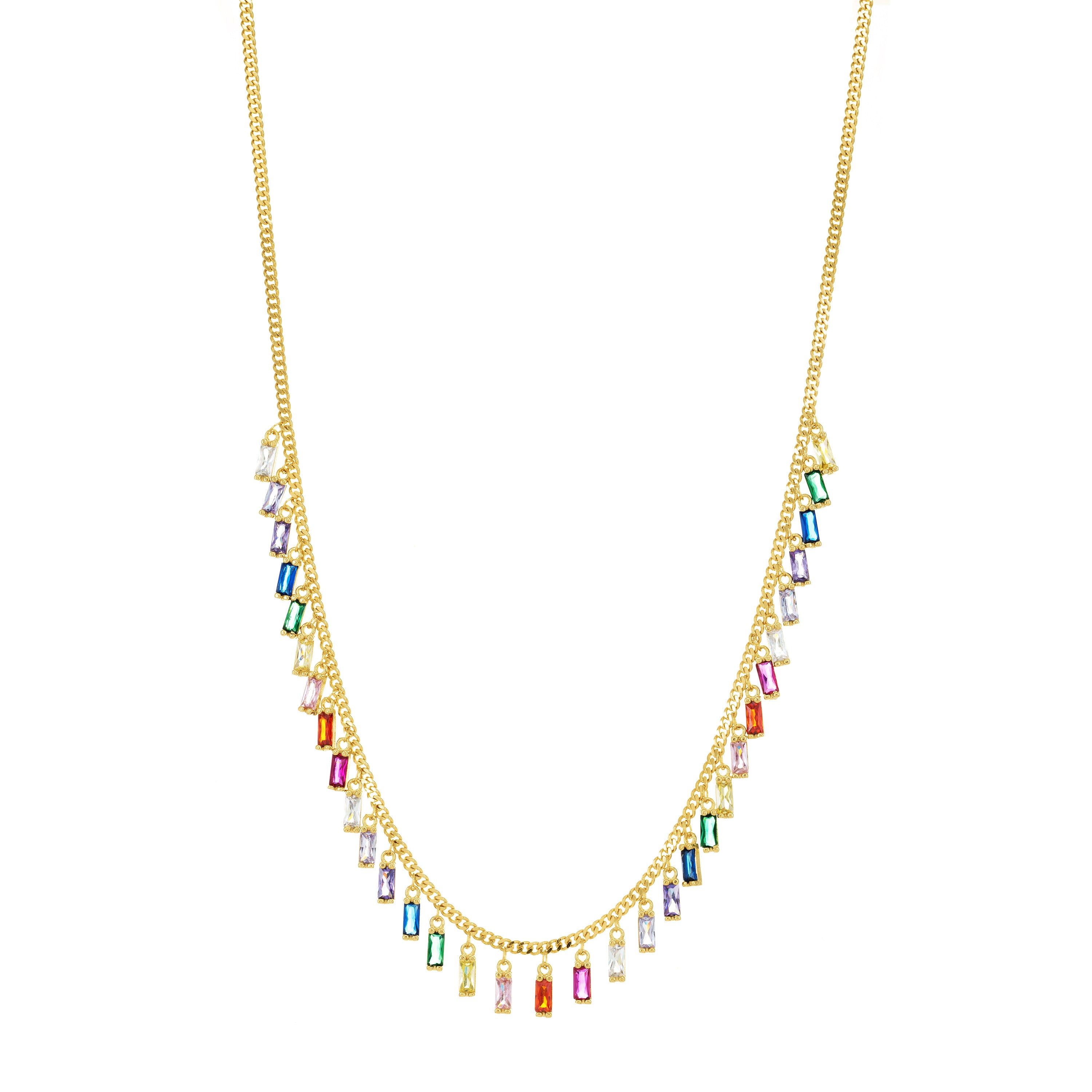 Dangling Droplet Baguette Necklace