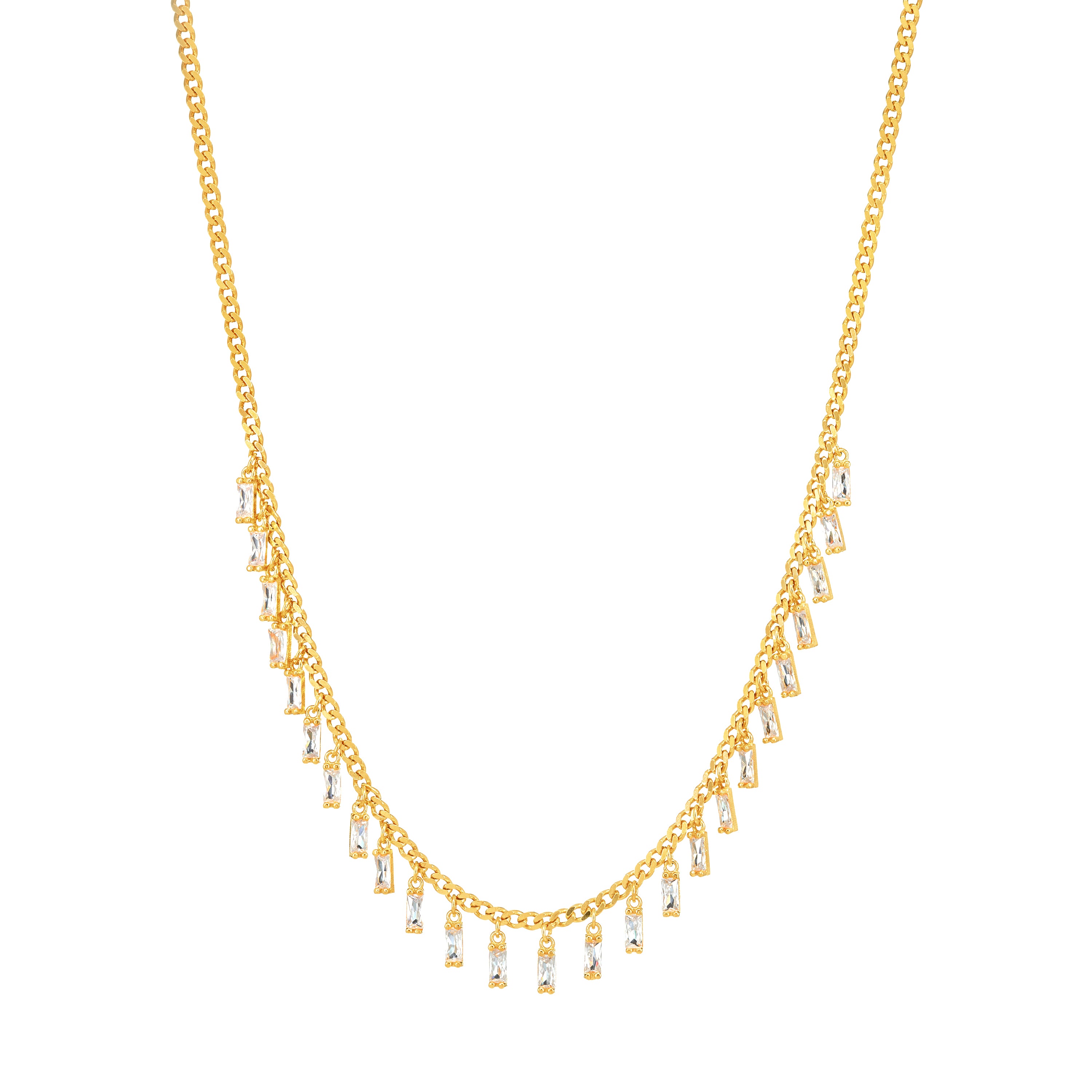 Dangling Droplet Baguette Necklace