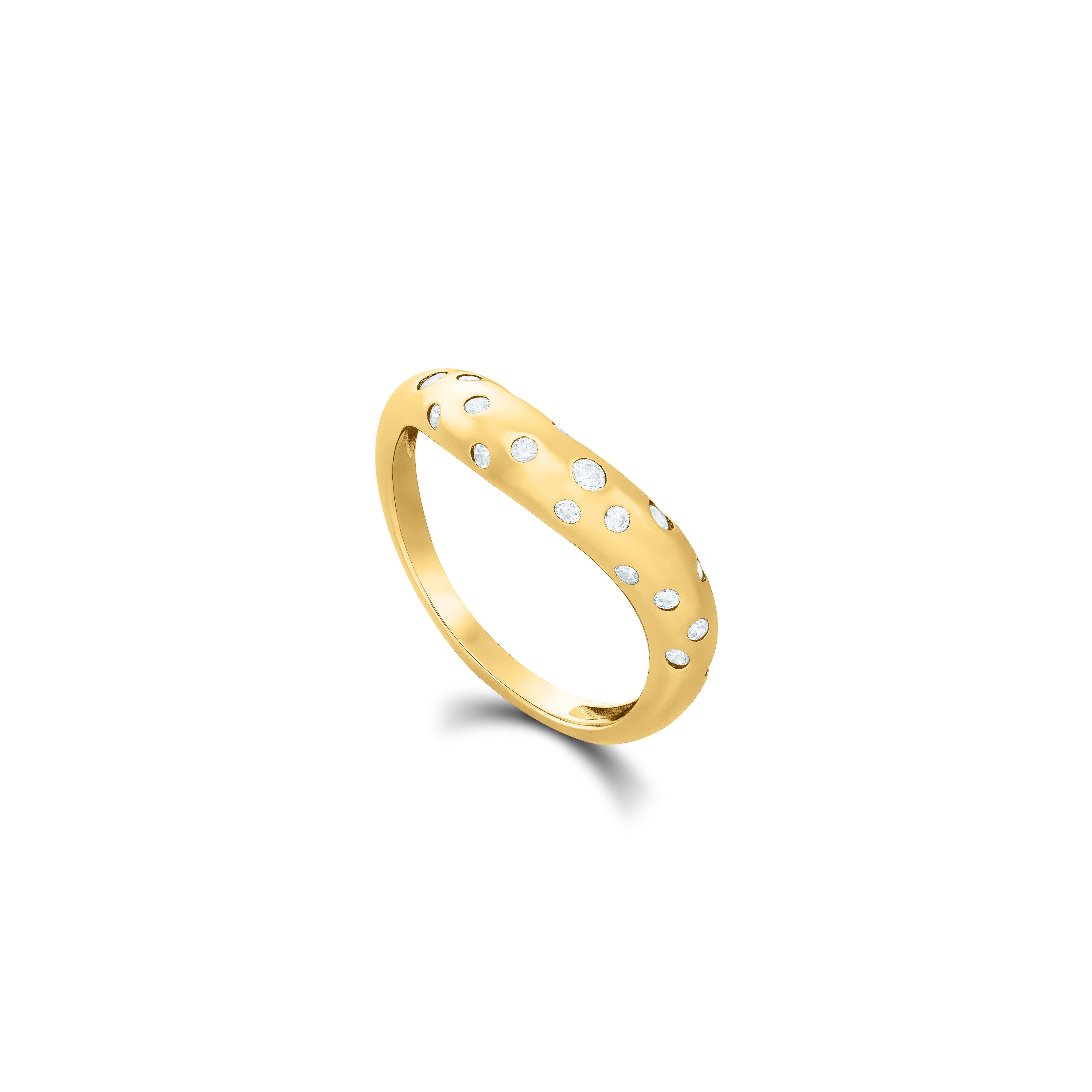 Dots Cubic Zirconia Band Ring - Gold White