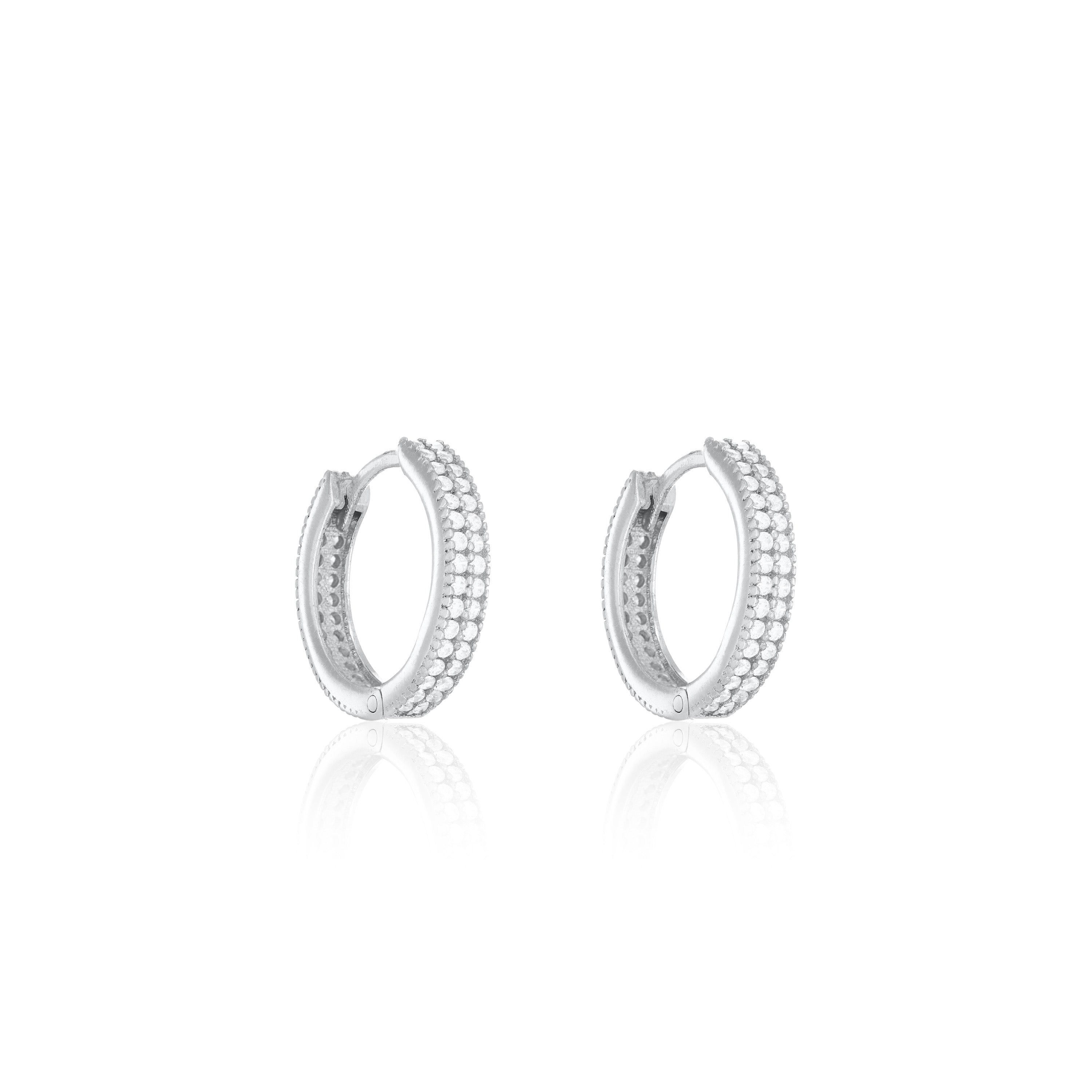 Double Line Cubic Zirconia Hoop Earrings